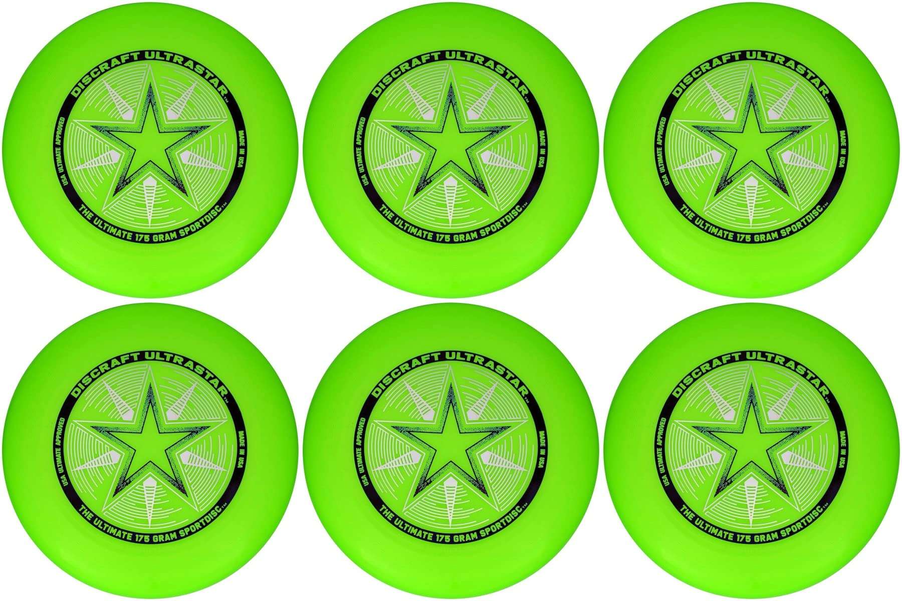 Discraft Ultra-Star 175g Ultimate Frisbee Sport Disc (6 Pack) Green 1