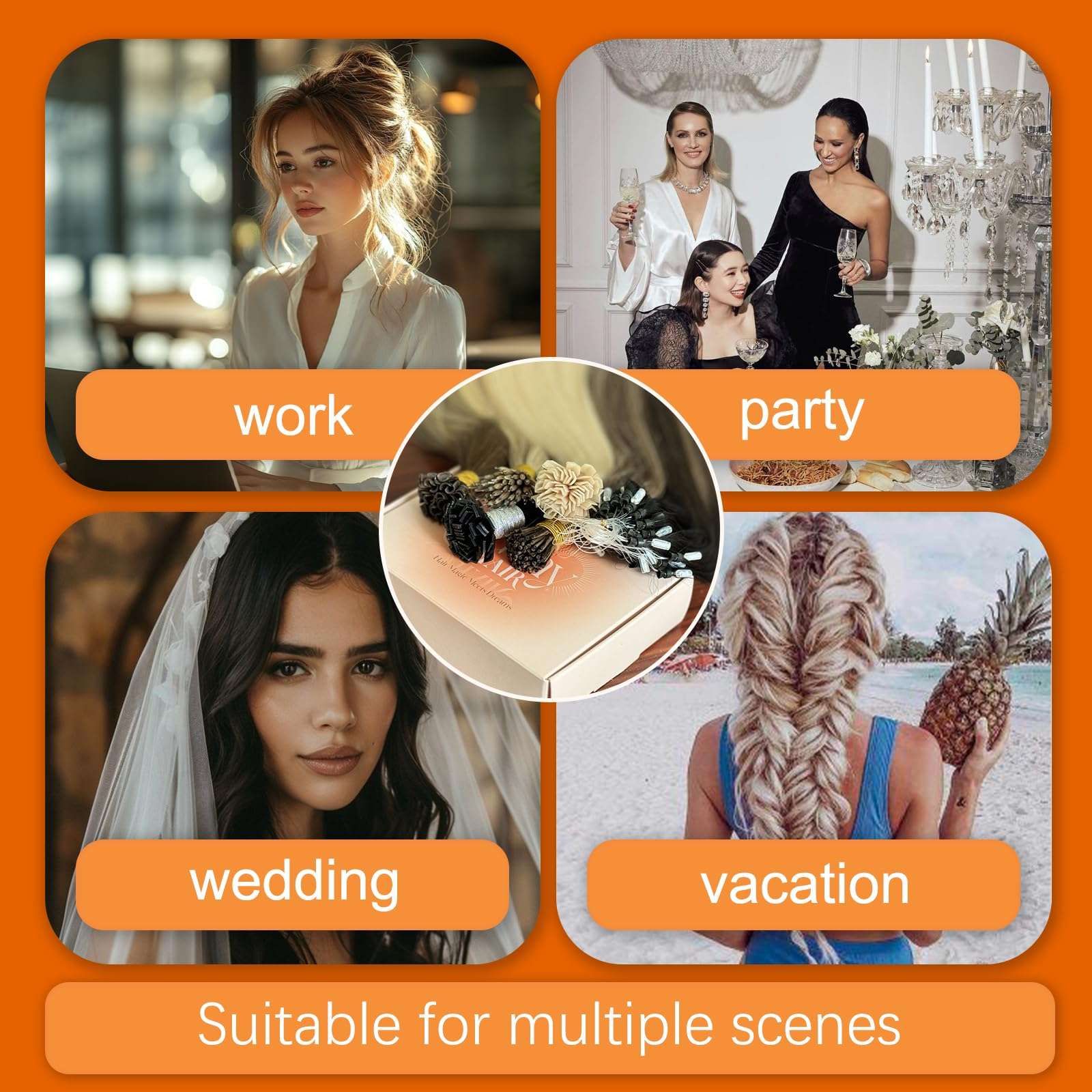 Sunny Hair 50g 100s Sunny I Tip Hair Extensions Human Hair Copper Itip Human Hair Extensions for Women Copper I Tips Hair Extensions Cold Fusion I Tip Real Human Hair Extensions Colorful 14inch 6