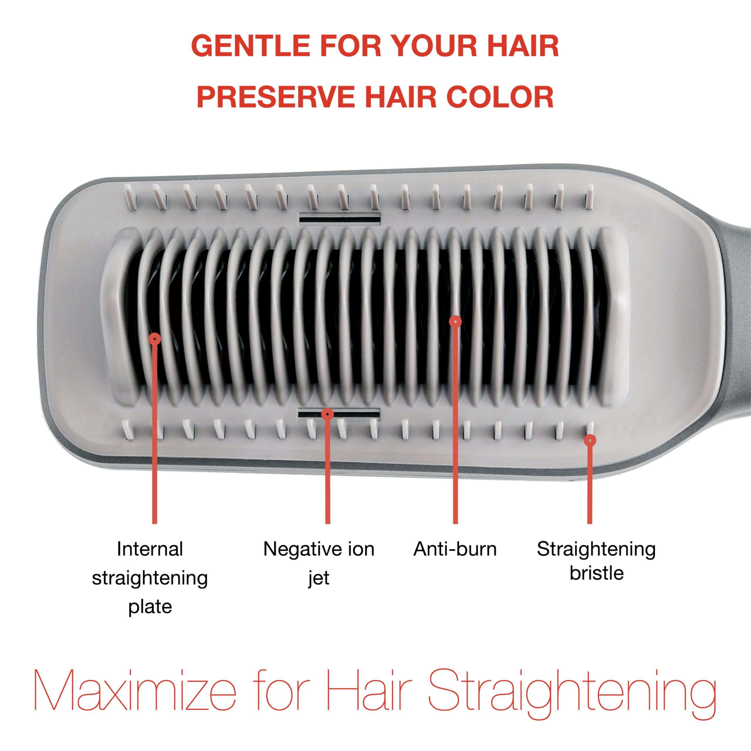 SWIE Maxistrait Hair Straightener Brush. Smooth, Shiny, Frizz-Free Healthy in Minutes. for All Types and Textures, Great for Colored Hair, Adjustable Heat Settings, Anti-Burn Technology 5