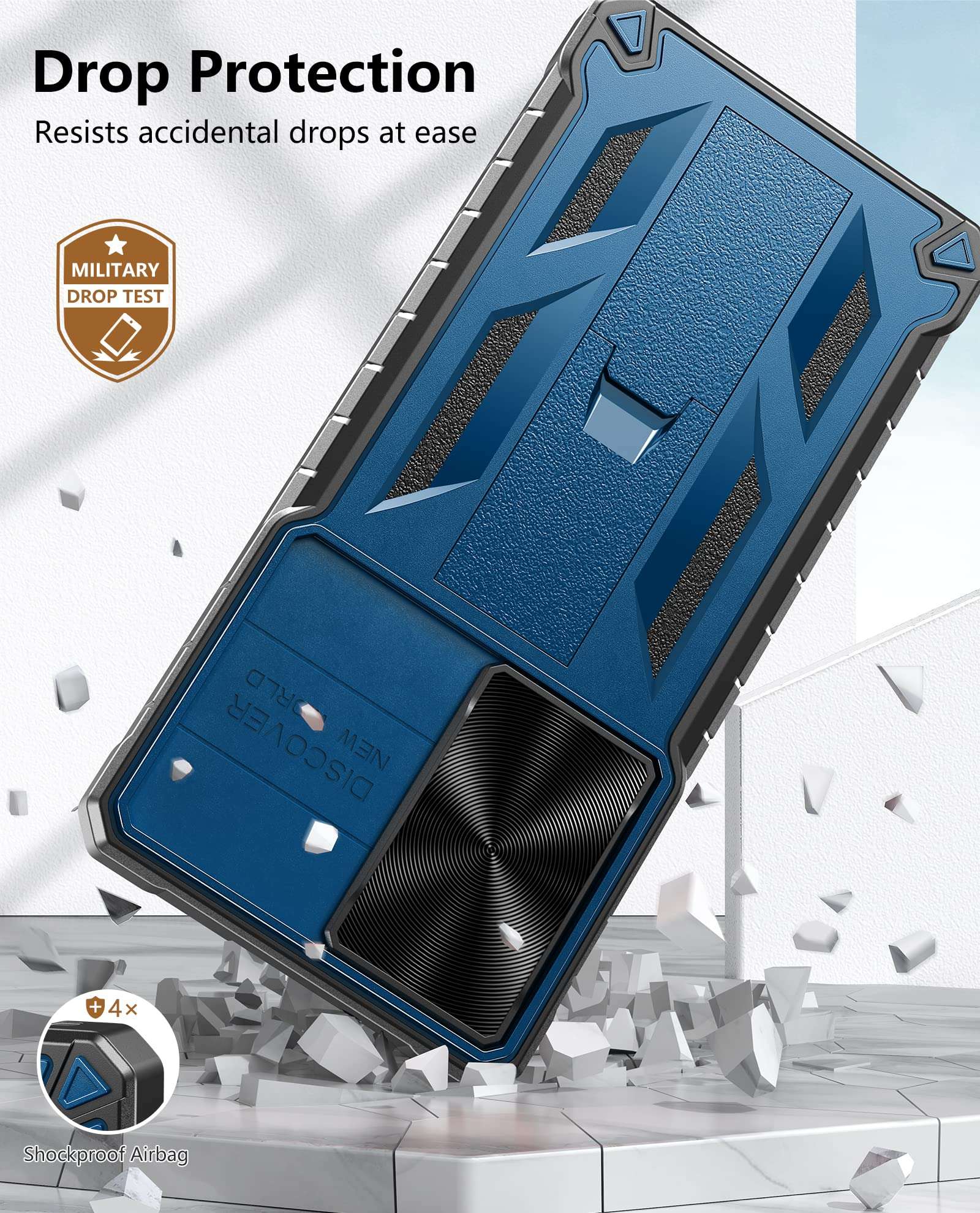 WTYOO for Samsung Galaxy S20-FE Case: Military Grade Drop Proof Protection 5G Mobile Phone Cover with Kickstand | Matte Textured Rugged Shockproof TPU Protective - Blue 5