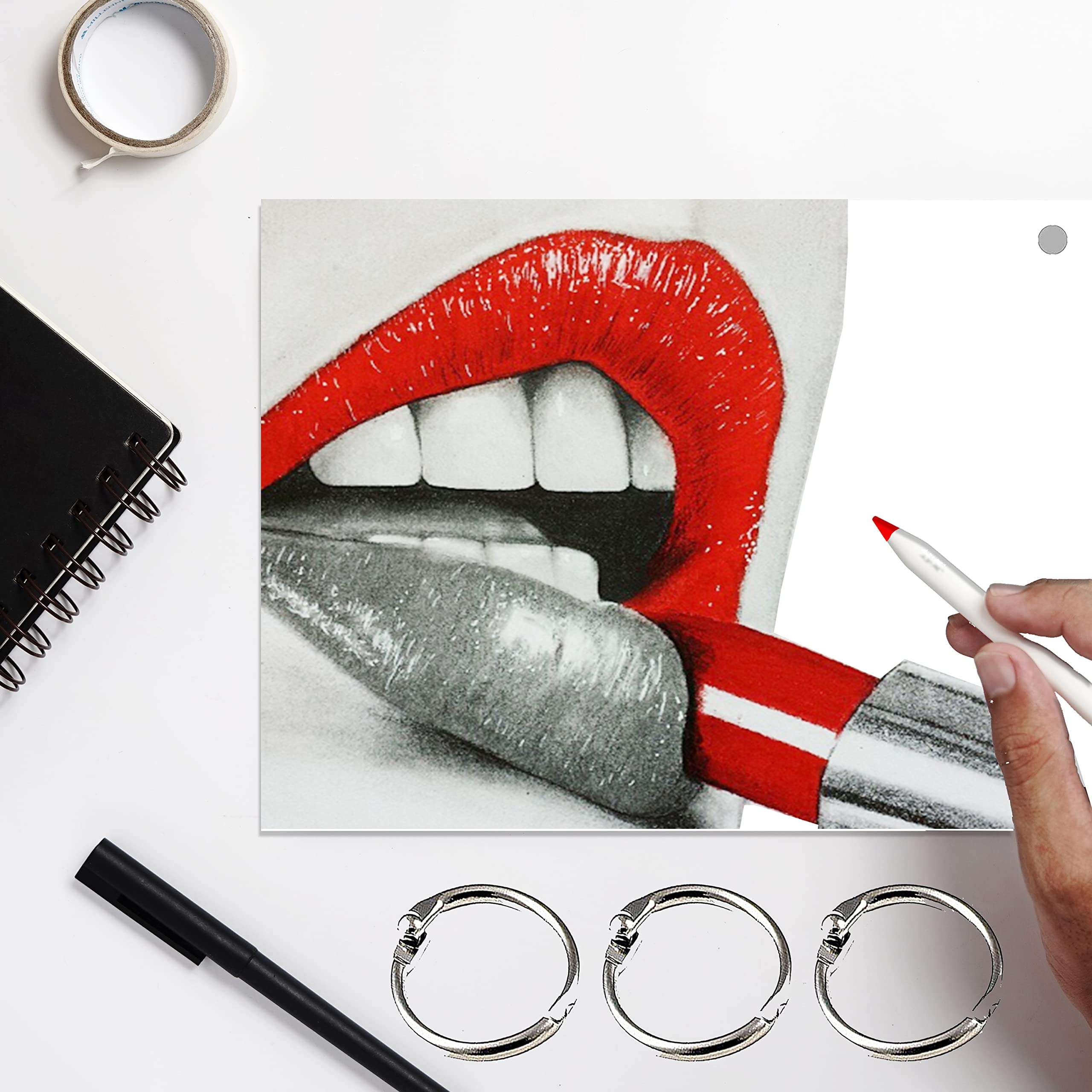 PG Creations Pre Punched Unruled Index Flash Cards with Storage Box | Binder Rings, Blank Plain, 4x6 Inch Large Size 300 Gsm Ivory Cardstock, White, 150 Sheets 5