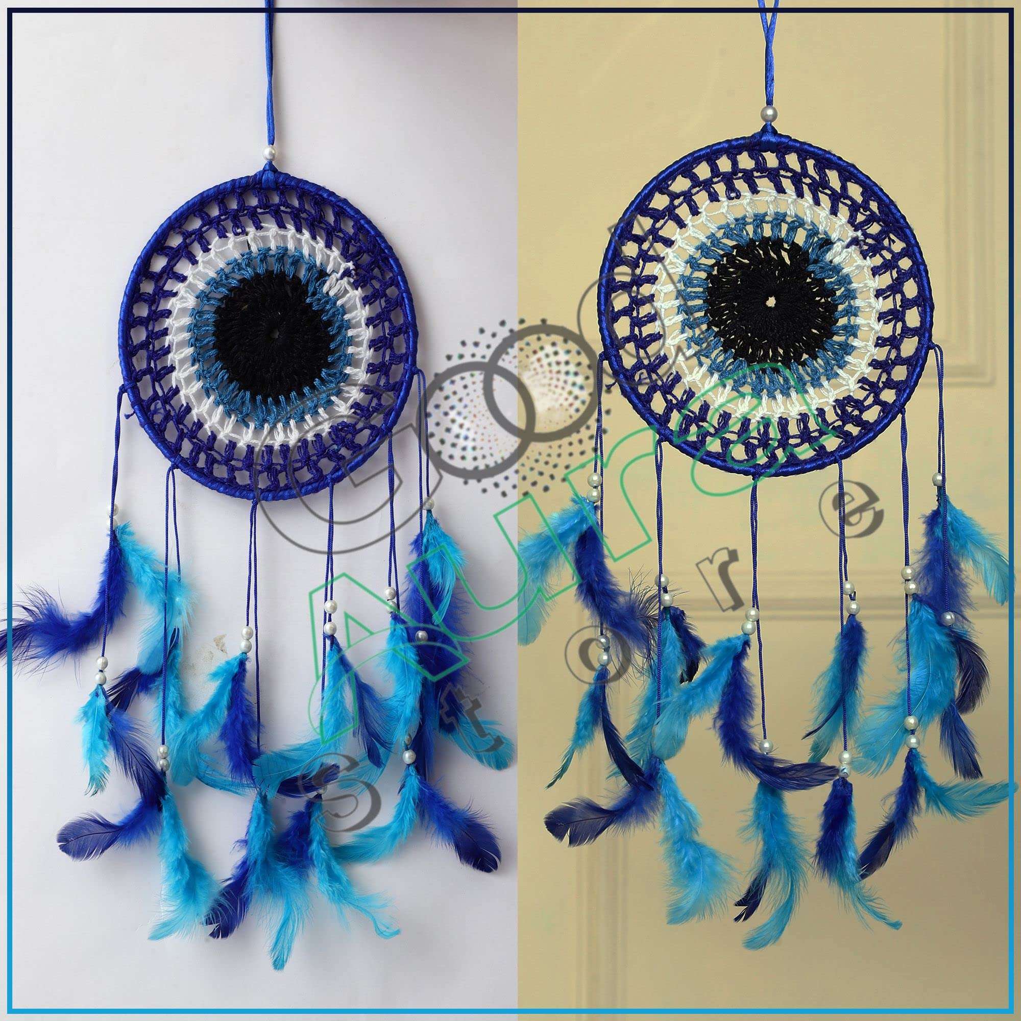 Good Aura Store Handmade Dream Catchers Wall Hangings for Home Decor Kids Room Bedroom Livingroom Balcony Feathers Dreamcatcher Wall Decorations Gift Items(Pack of 1, 15LX48Hcm, Blue) 6