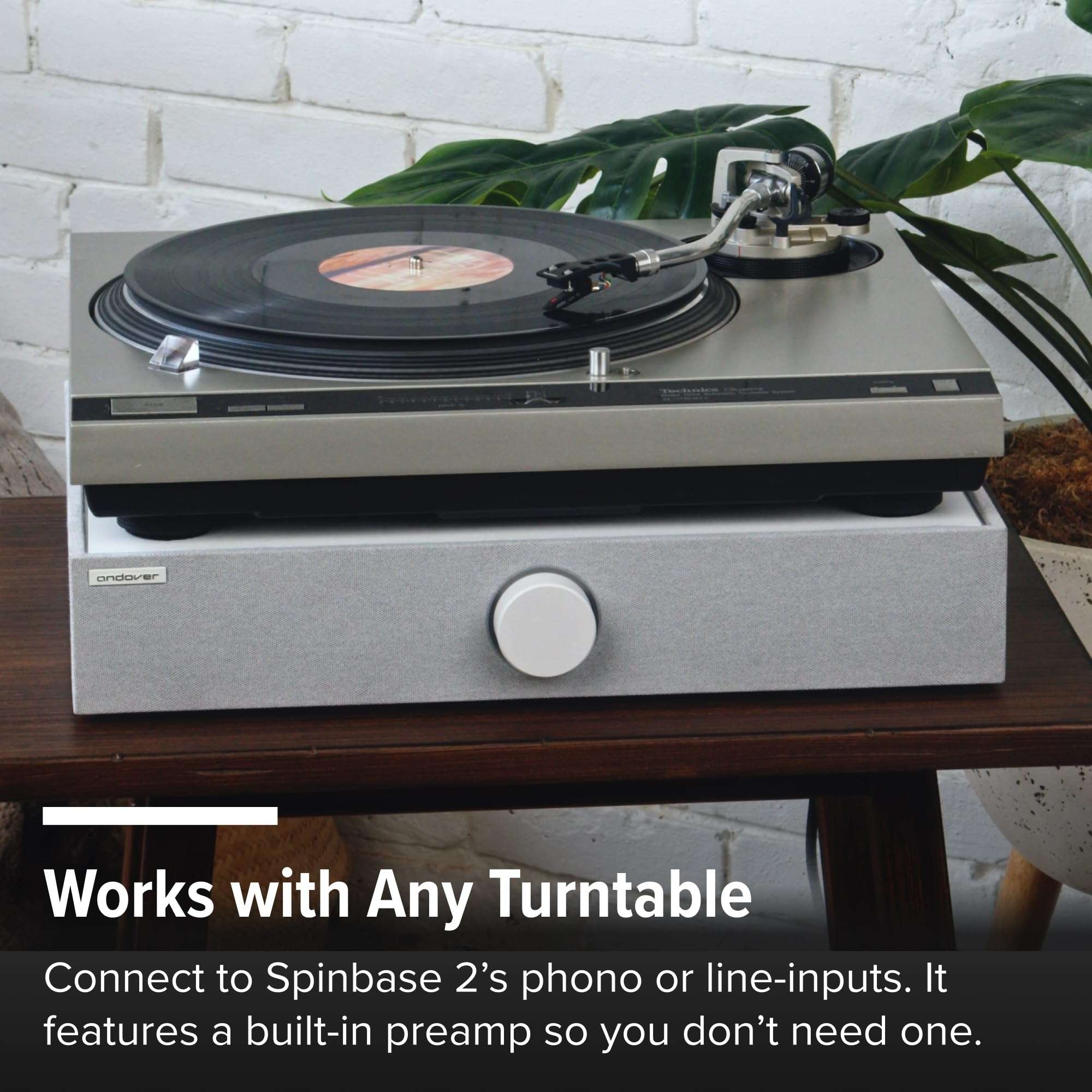 Andover Audio Spinbase 2 Speaker System Designed for Turntables; Phono Input, BT, Analog and Optical Input, ISOGroove Anti-Feedback, with Remote Control - (White) 5