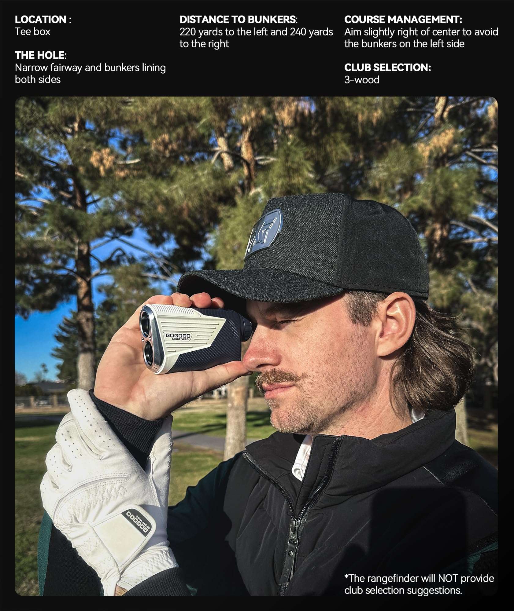 Gogogo Sport Vpro 2024 Golf Hunting Range Finder 2500 Yards Laser Rangefinder ZeroIn Disc Golfing with Slope Magnet (Black) 6