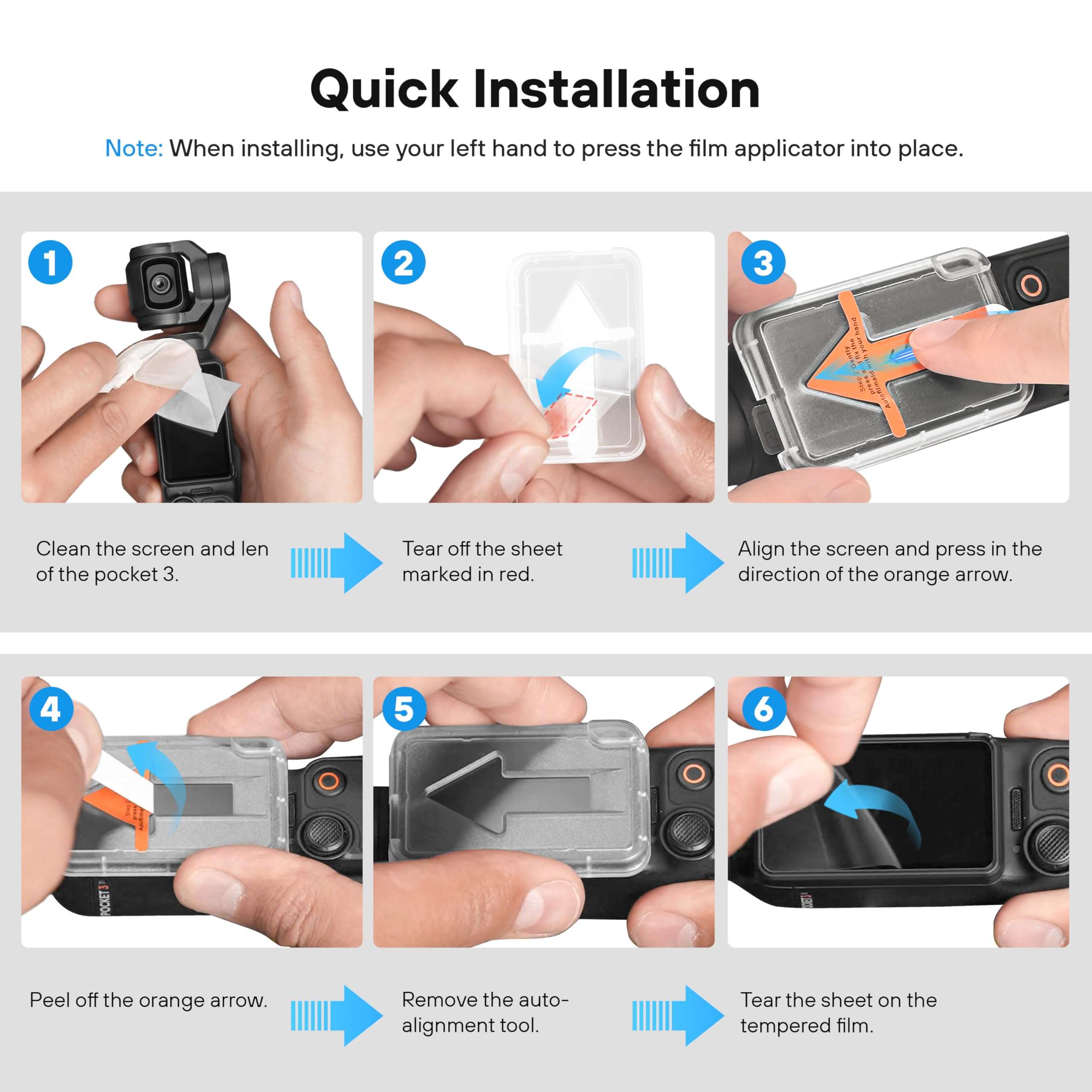 Tomat AR Screen Protector for DJI Pocket 3 Accessories with Auto-Align Install Kit,Anti Reflective HD Tempered Glass Screen Protector Film for DJI Osmo Pocket 3 Screen and Len, 2 Pack 6