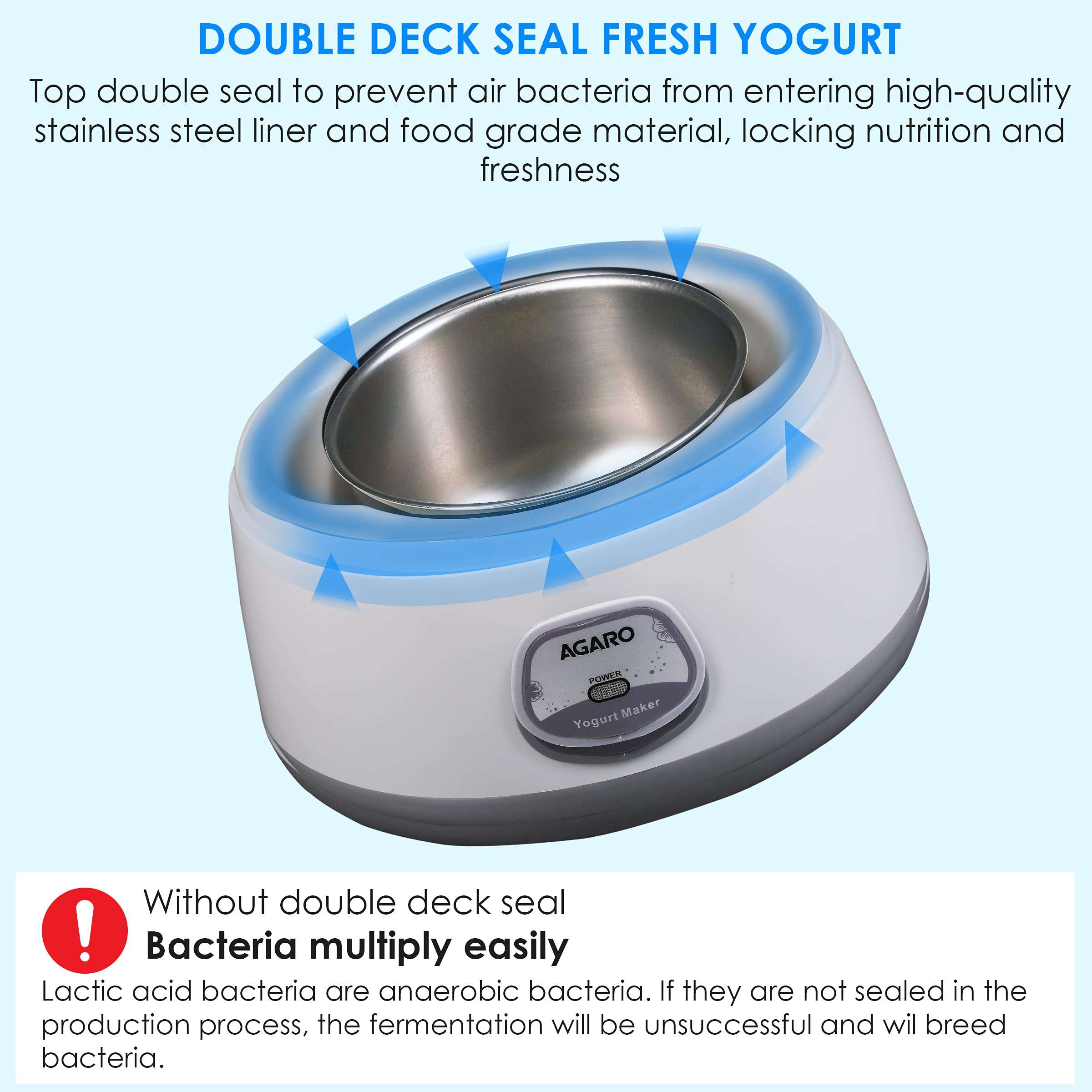 AGARO Classic Portable Yogurt Maker, 1.2L Capacity, Electric, Automatic, Grey and White. 4