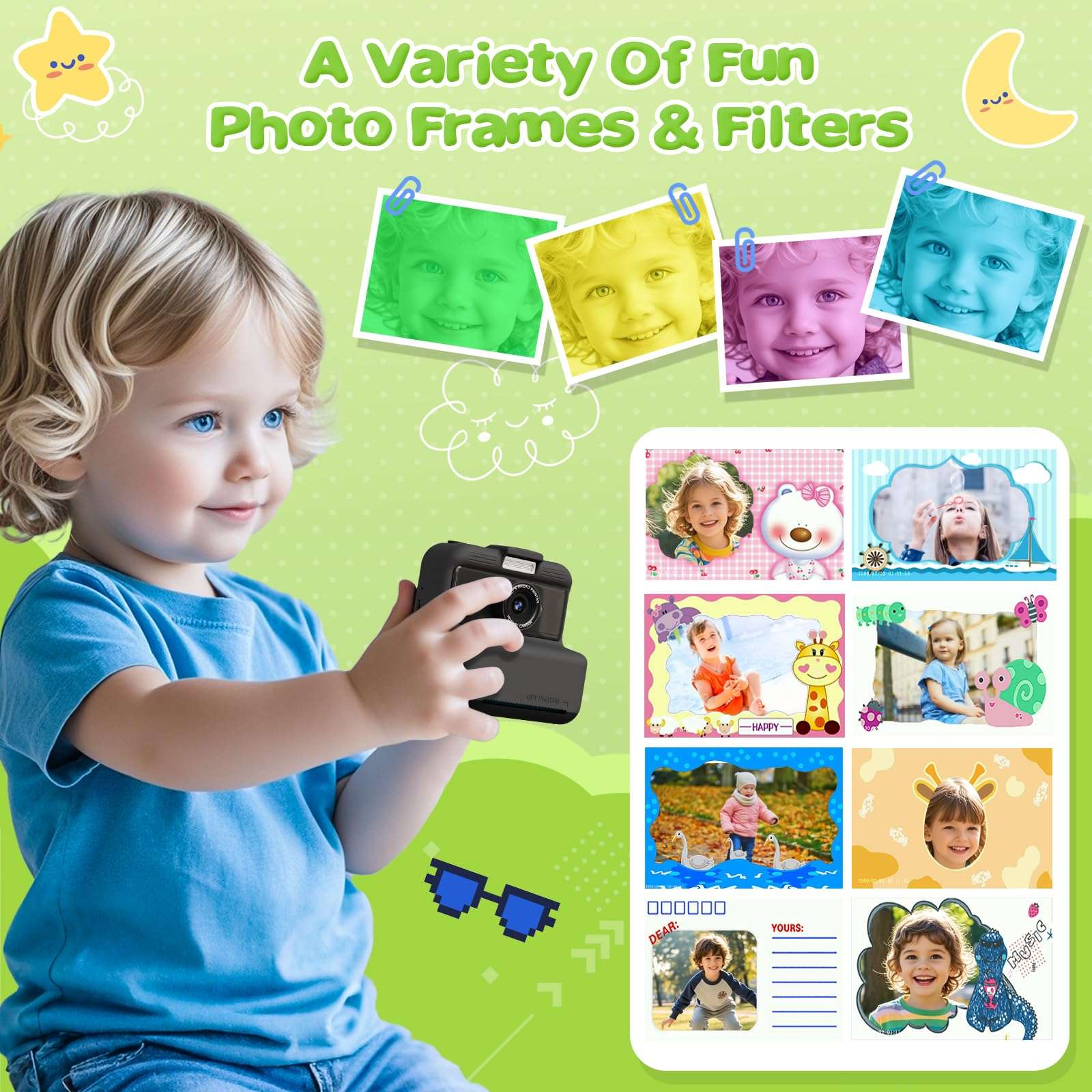 Kids Camera Instant Print, 48MP/2.5K UHD Kids Instant Print Camera, Christmas Birthday Gifts for Girls and Boys, 3.0" Screen with Print Paper & 32G Card, Toddler Toy for Age 3-14 (Black) 5