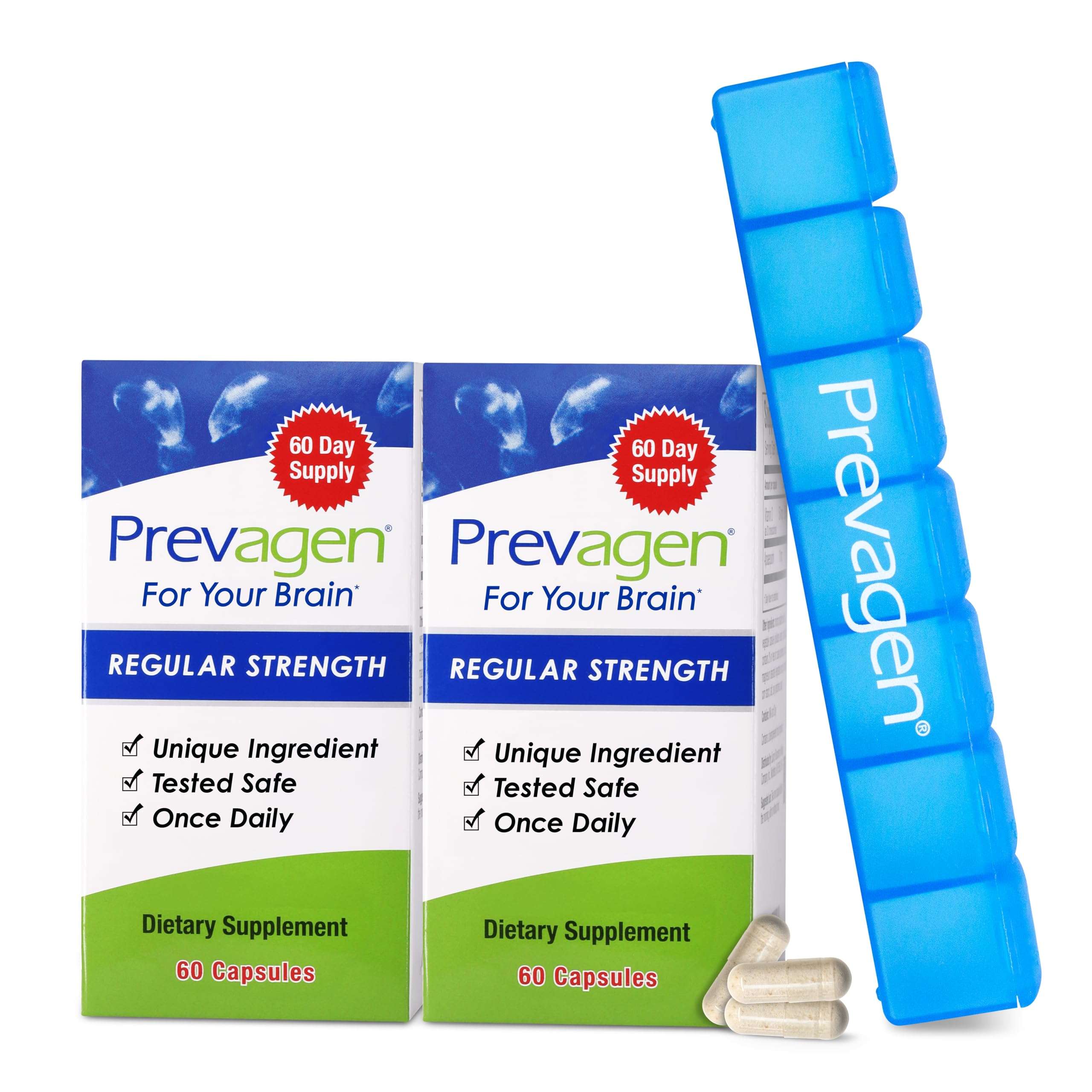 Prevagen Regular Strength - 120 Capsules (4 Month Supply) | Formulated for Your Brain | 10mg of Apoaequorin Plus Vitamin D3 with 7-Day Pill Minder 1