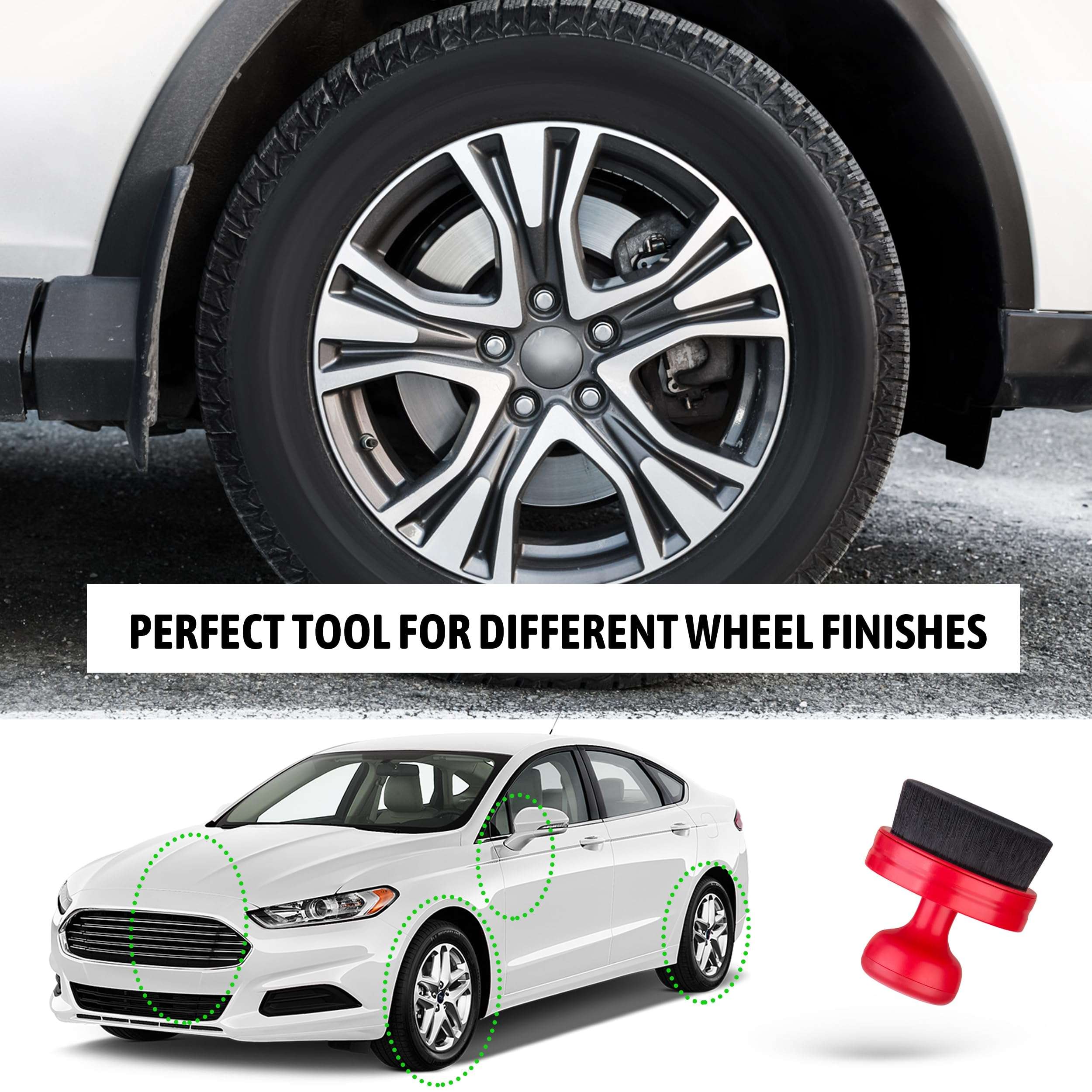 BABYSHEEP Tire Shine Applicator,Vegan Tire Shine Brush with Stand for Auto Detailing Cleaning Service (Black+Red) 6