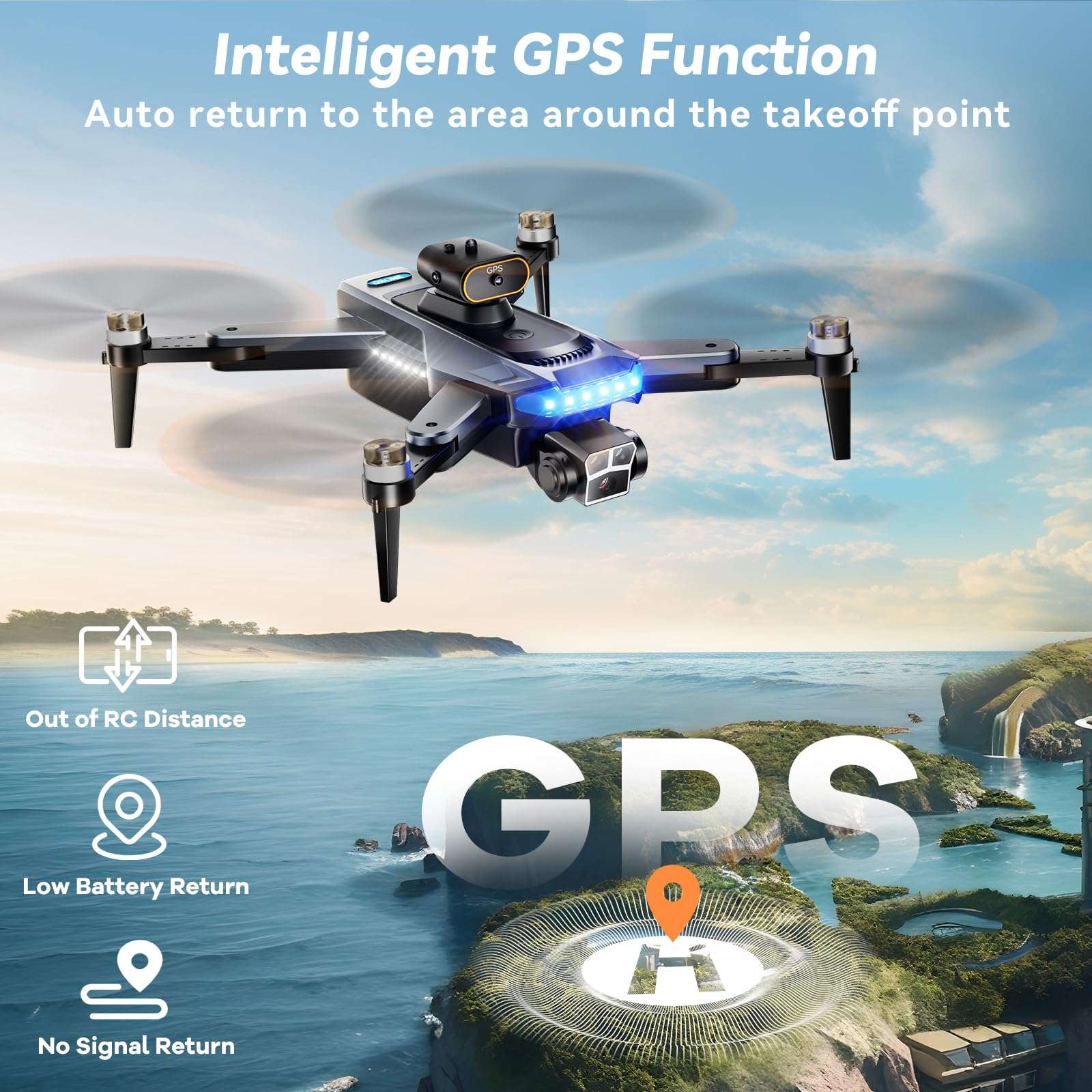 GPS Drones with 4K Camera for Adults Under 249g, P17 Drone with Brushless Motor 5G Transmission, 3 Batteries, Follow Me, Smart Return Home, Foldable FPV Drone for Long Distance 3