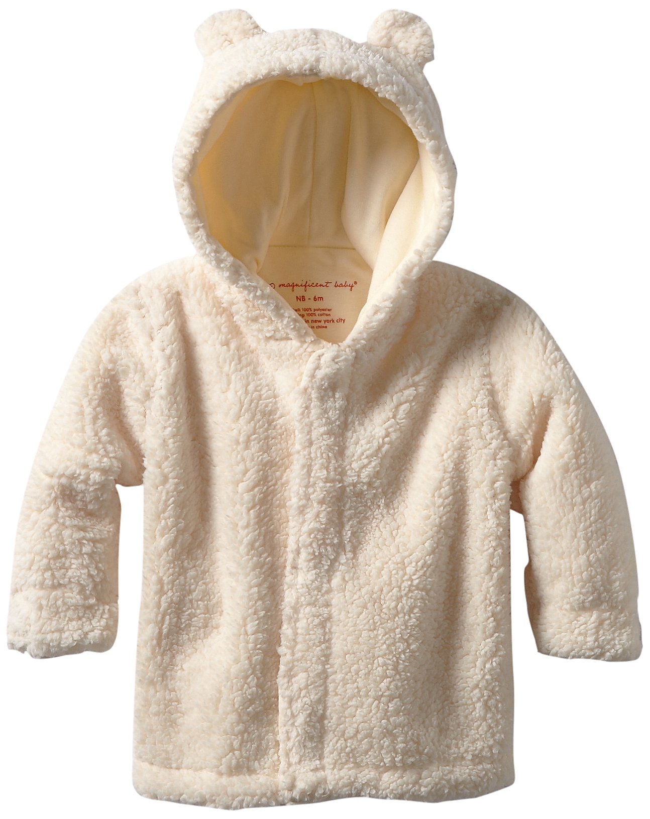 Magnificent Baby Baby Magnetic Smart Little Bear Fleece Hooded Jacket, Cream, 6-12 Months