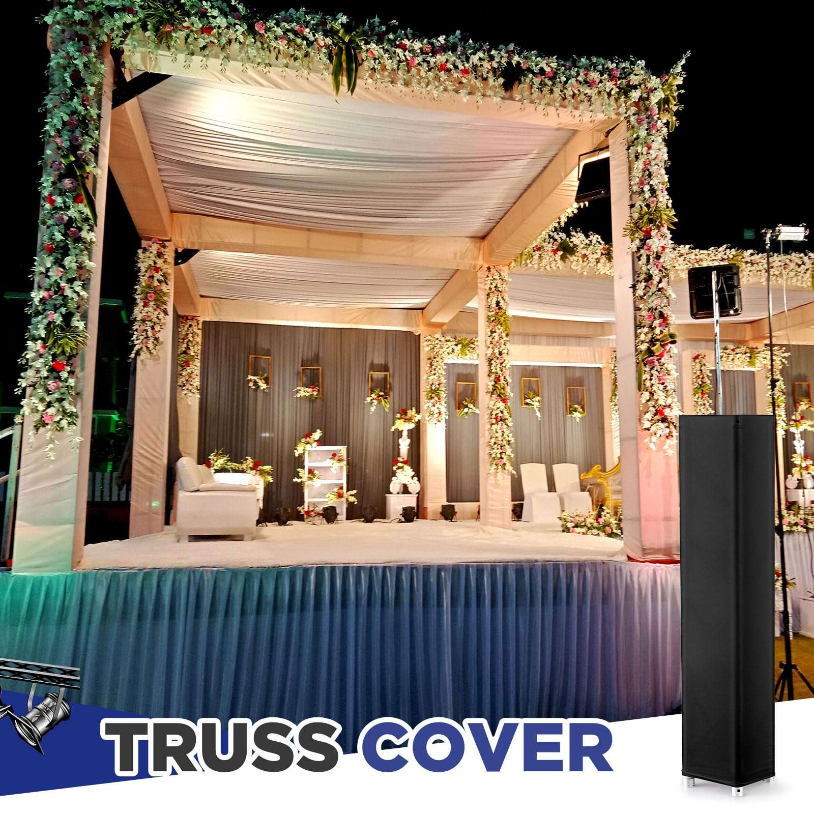 4 Pcs Truss Cover Fits Fit 8 ft x 12 in Box Truss Scrim Elastic Fabric Seamless Integration Easy Installation Pull over Sleeves(Black) 5