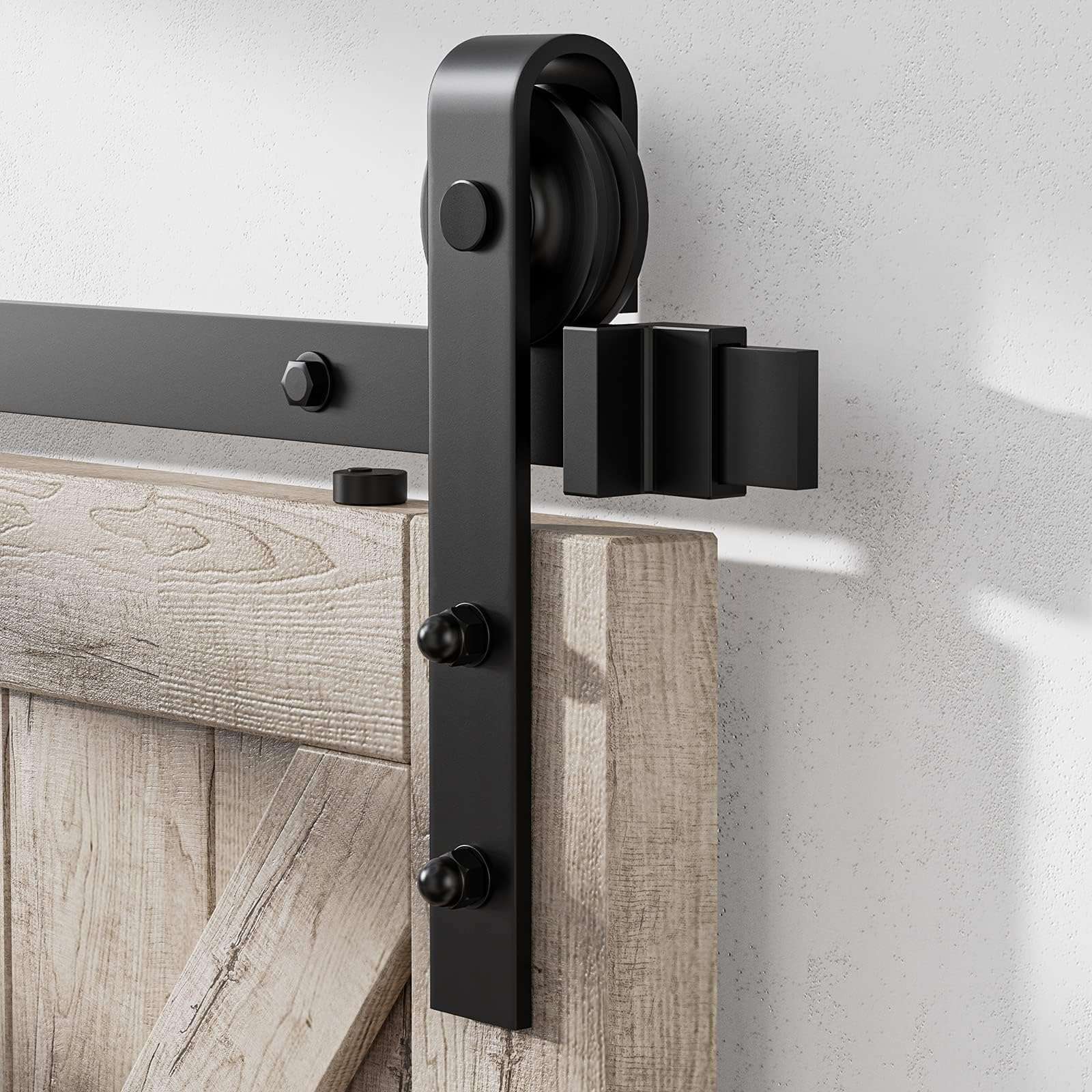 Homlux Sliding Barn Door Hardware Hangers Rollers 2pcs Compatible with All Barn Door - Fit 1 3/8-1 3/4" Thickness Door Panel(Black) 2