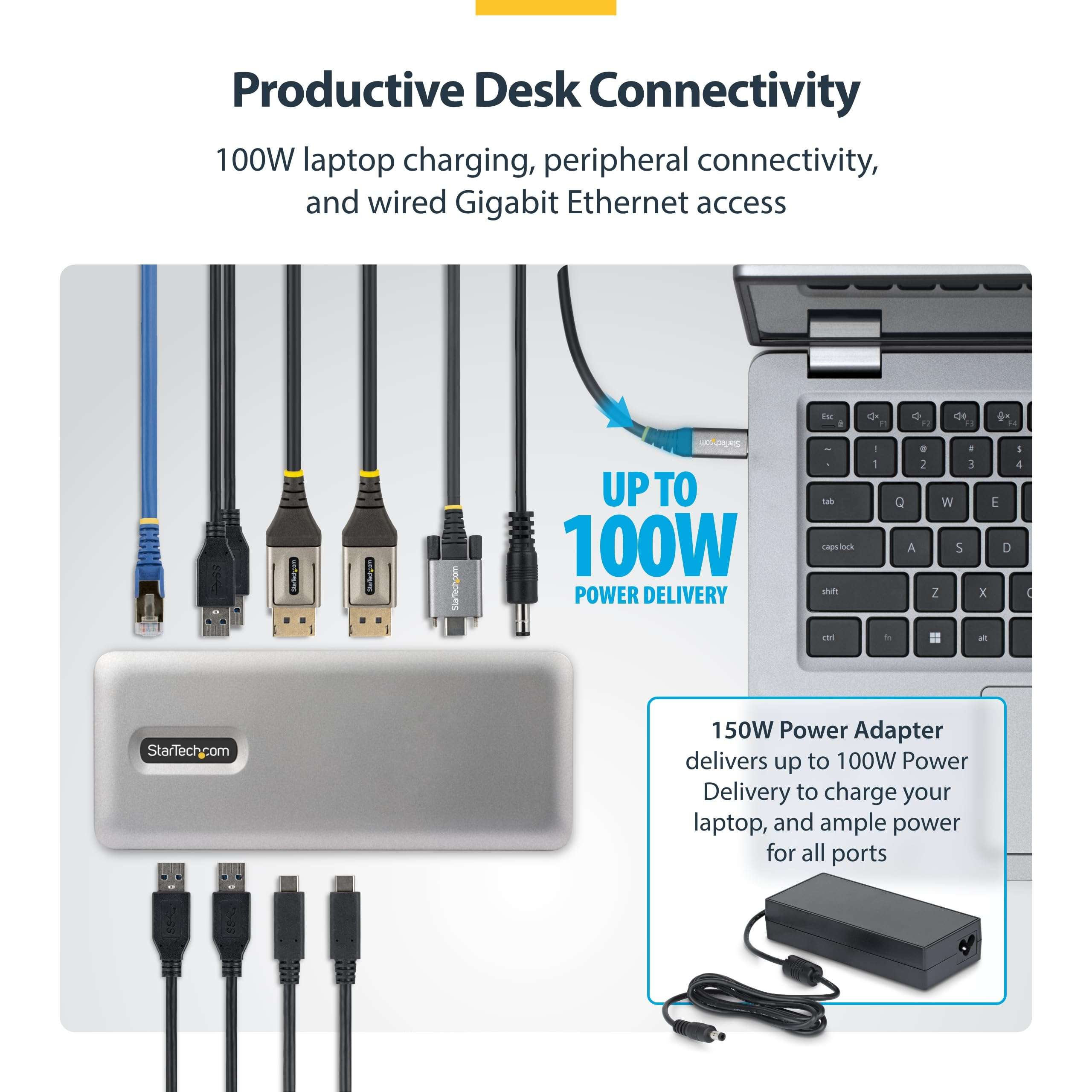 StarTech USB-C Docking Station Dual 4K 60Hz DisplayPort, 100W Power Delivery Charging, 6 USB Ports (10Gbps), Gigabit Ethernet, Driverless Windows Professional Laptop Dock (201N-USBC-DOCK) 5