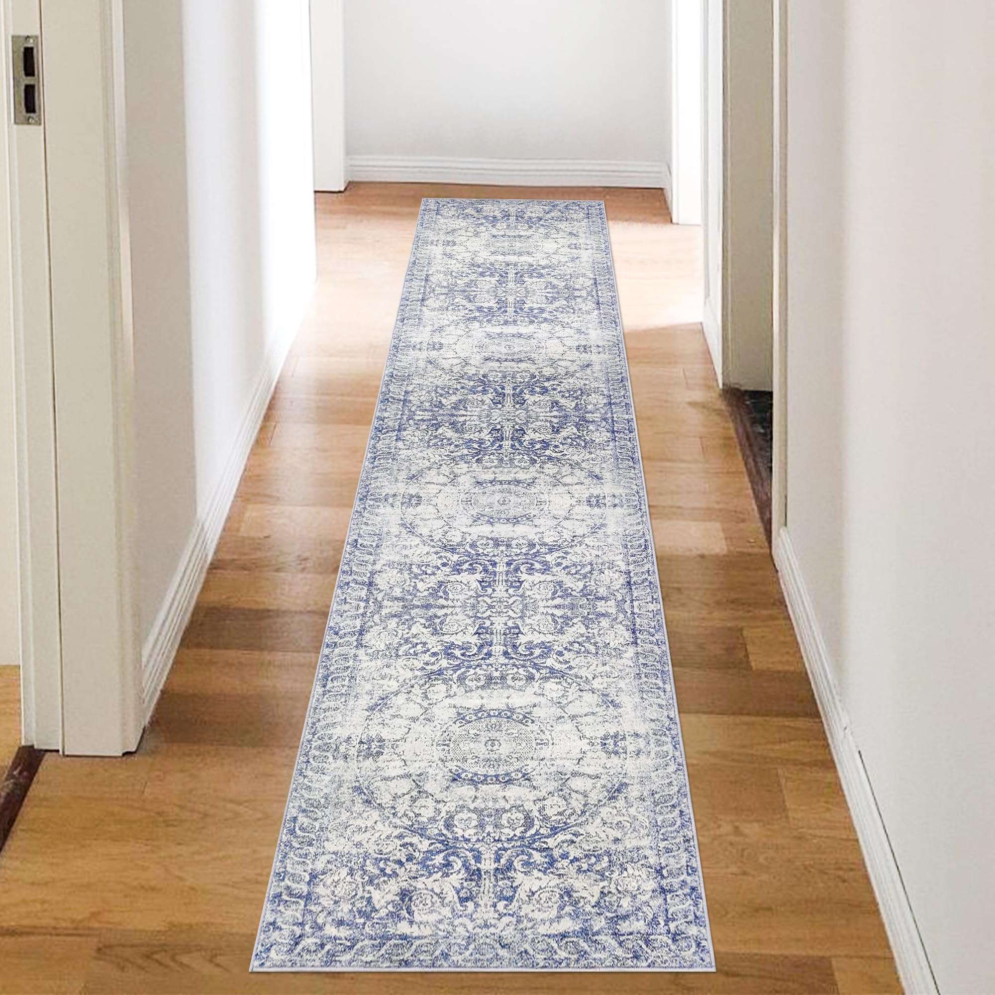RUGxDJ Vintage Distressed Washable Runner Rug 2x8 Long Hallway Runner Kitchen Rug Carpet Runners for Hallway 8ft, Non Slip Runner Rug for Bedroom Bedside Hall Entryway Laundry Living Room 4