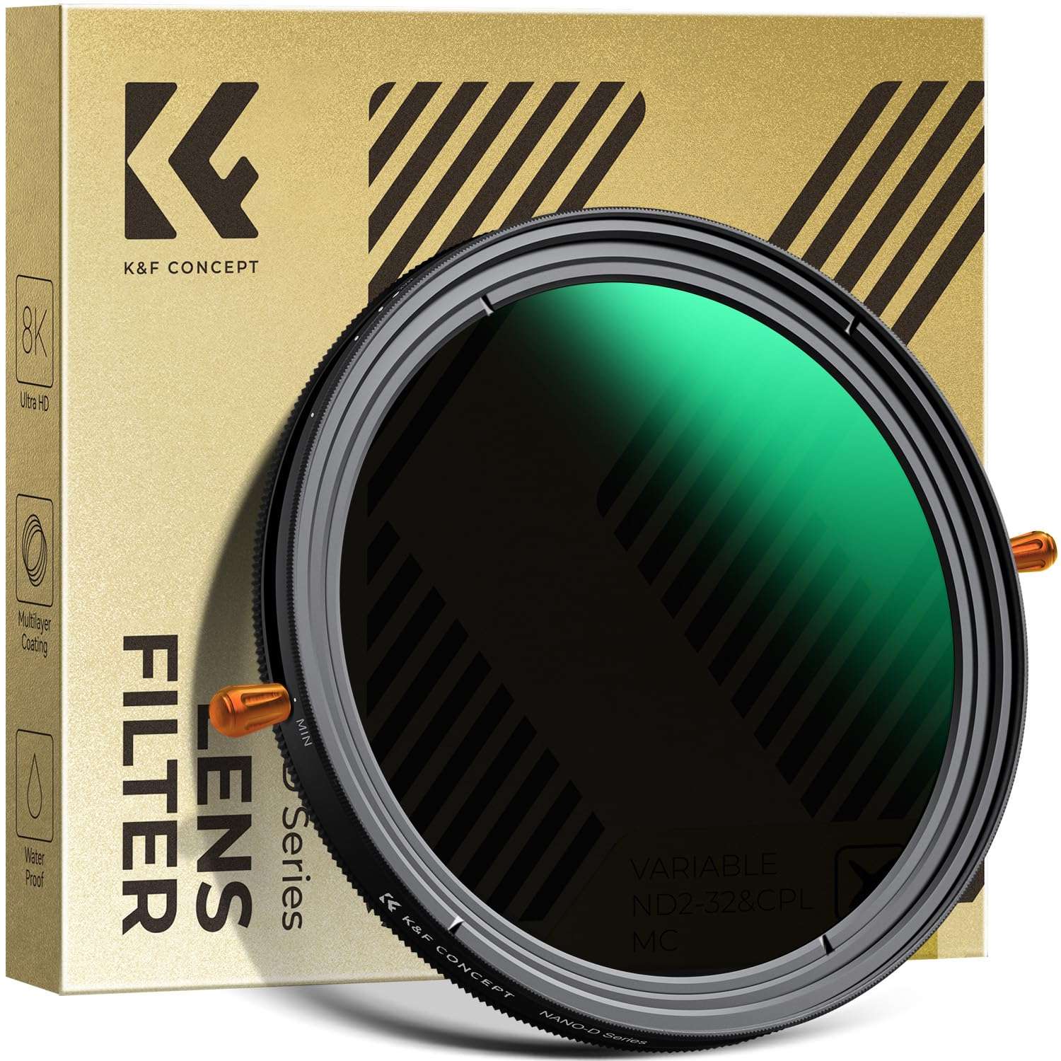 K&F CONCEPT 49mm Variable Fader ND2-32 ND Filter and CPL Circular Polarizing Lens Filter in 1 for Camera Lens Waterproof Neutral Density Polarizer Filter (Nano-D Series) 1