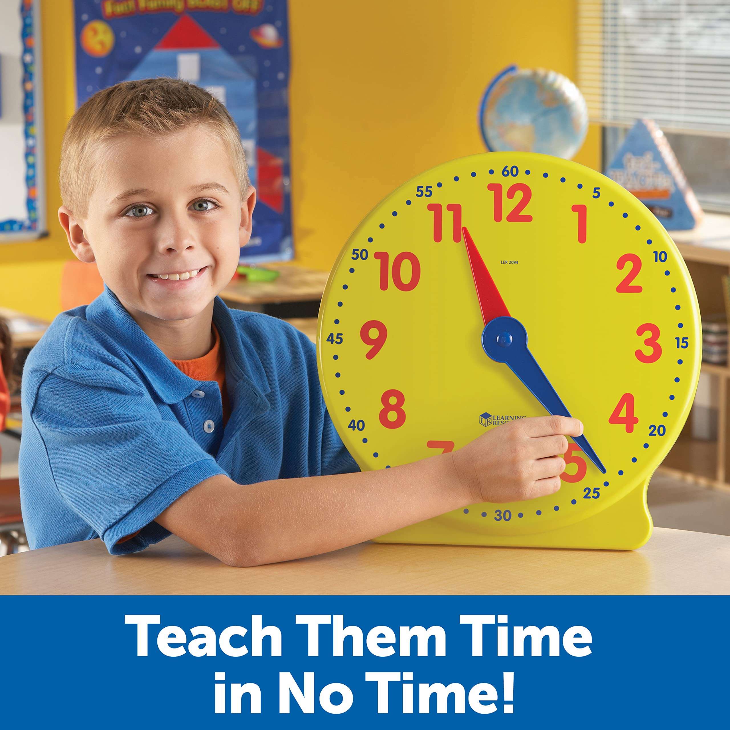 Learning Resources Big Time Learning Clock, Analog Clock, Homeschool, 12 Hour, Basic Math Development, Ages 5+ 4