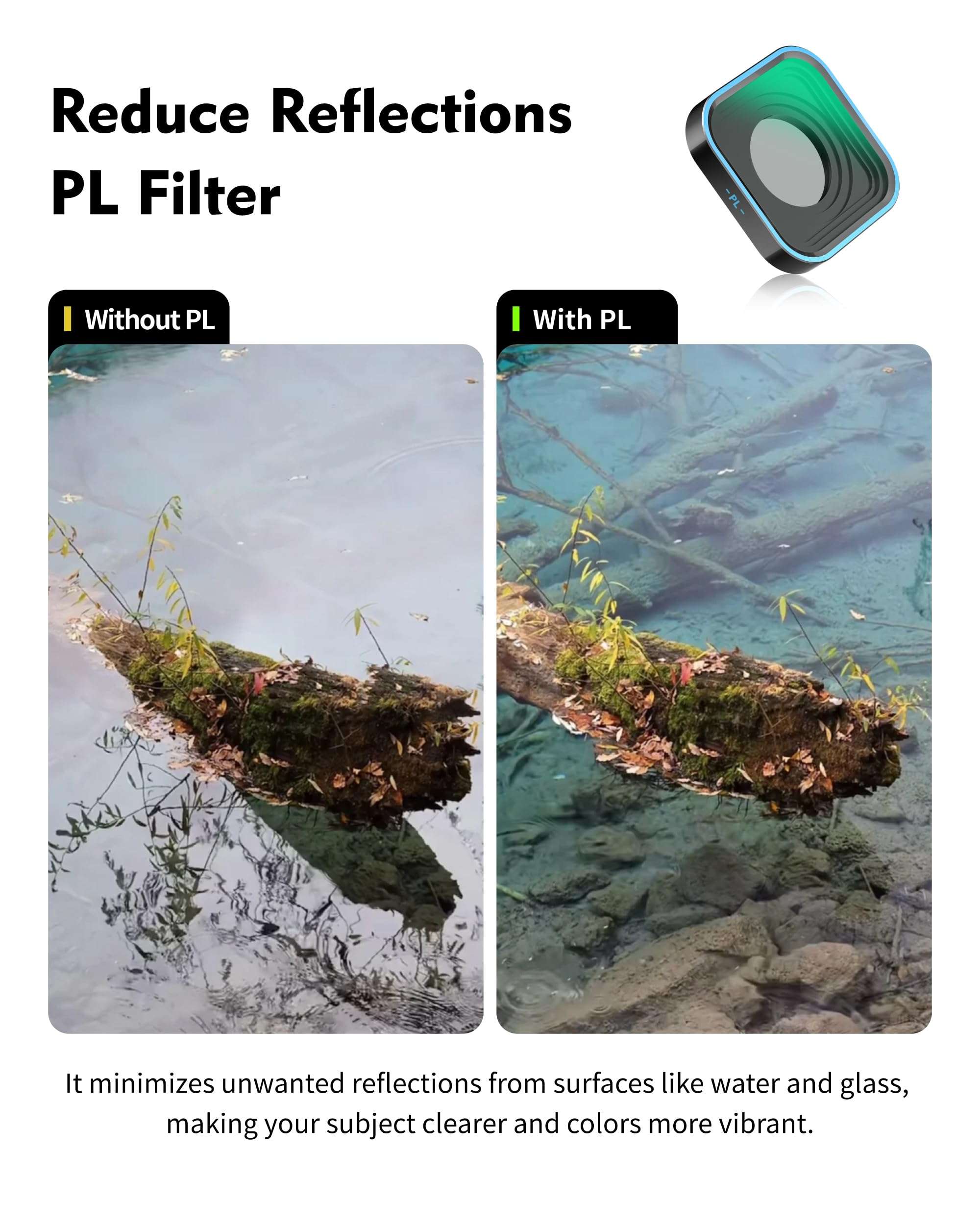 OfeooAi 4 Pack ND/PL Lens Filters Kit ND8/PL ND16/PL ND32/PL ND64/PL Compatible with GoPro Hero 13/12/11/10/9 Black, Multi-Coated HD Optical Glass Neutral Density Polarizer Combo Filters 4