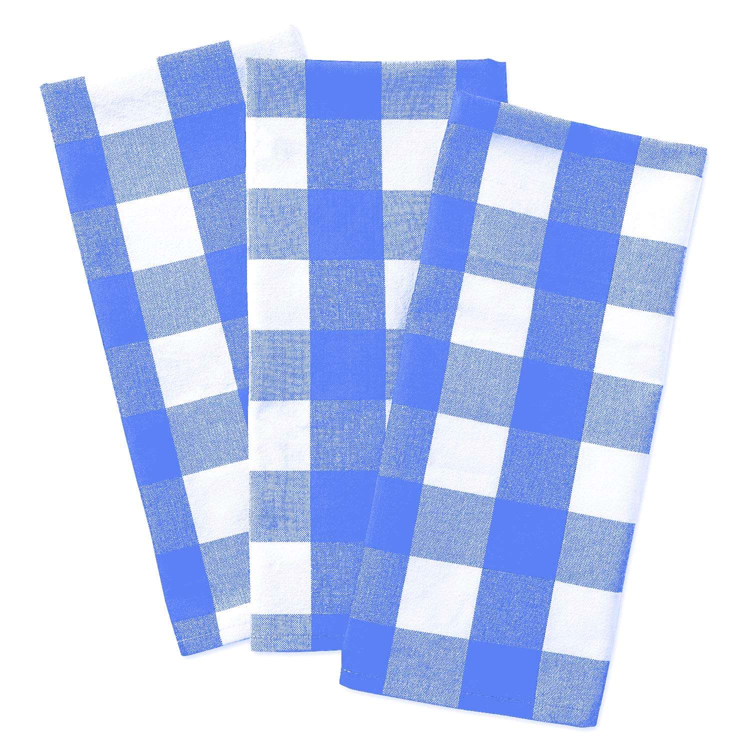 Bird Wing Cotton Buffalo Check Plaid Dish Towels, 20x30 Set of 3, Monogrammable Oversized Kitchen Towels for Drying, Cleaning Cooking, Baking (Blue and White) 5