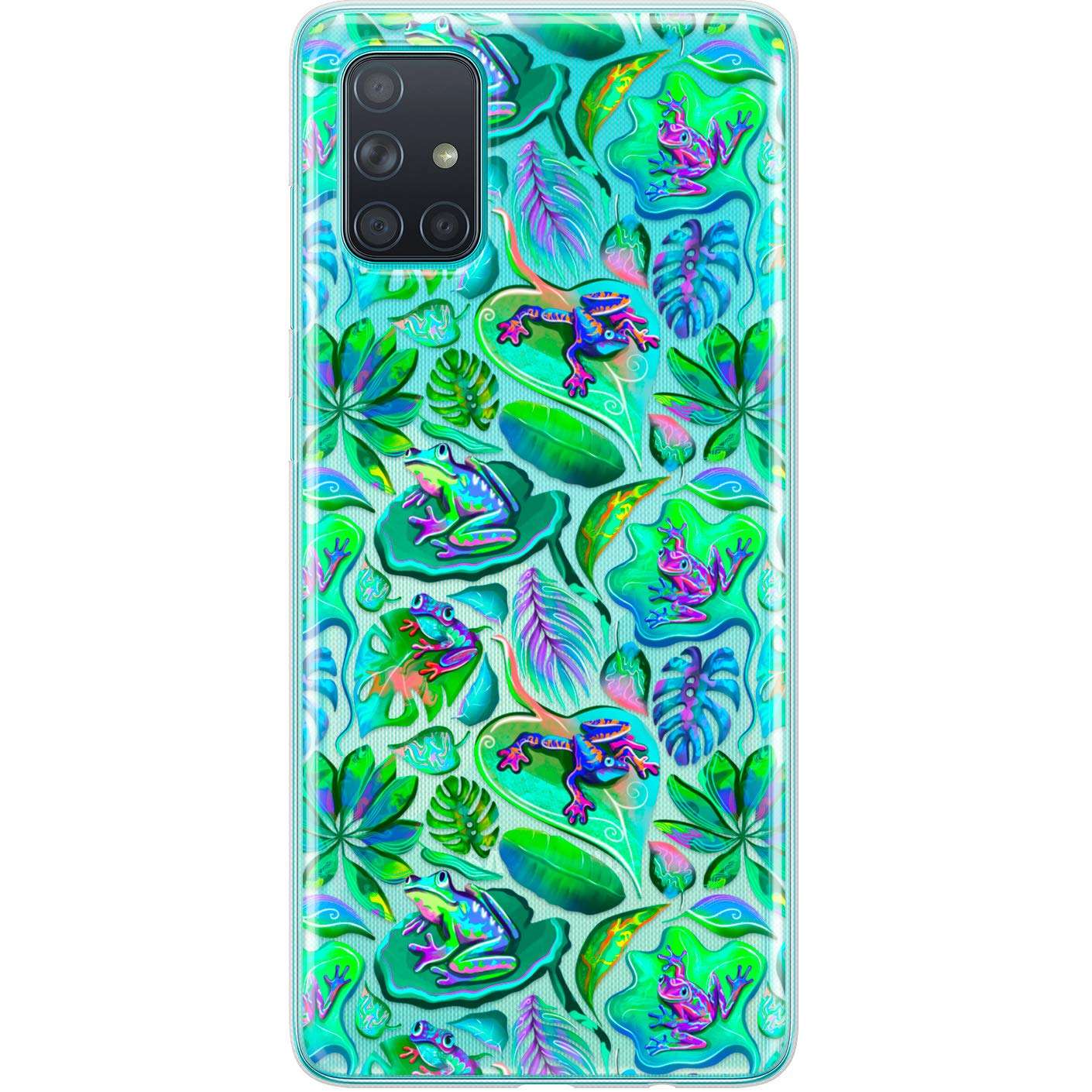 Lex Altern TPU Case Compatible with Samsung Galaxy A72 A71 5G A70 A51 A50 A20 A11 A01 Protective Print Slim Lightweight Flexible Clear Trippy Tropical Frogs Green Leaves Cover Hawaiian Soft phh525 4