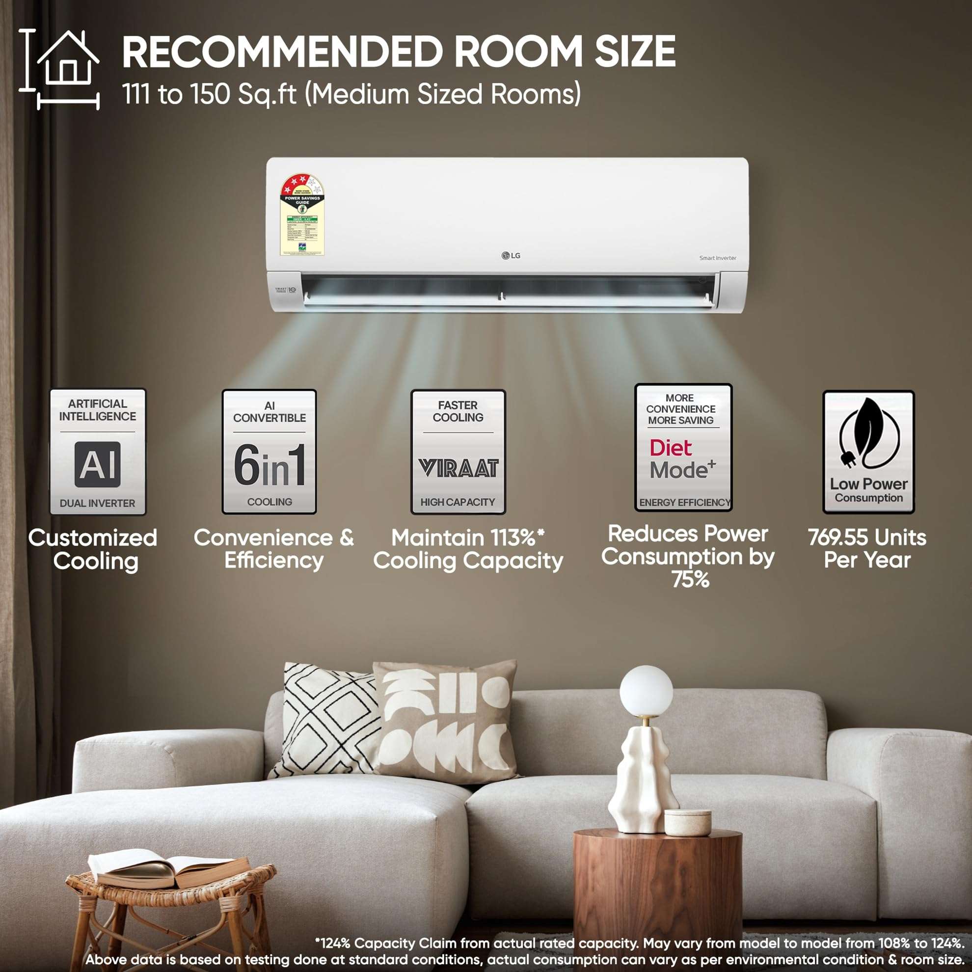 LG 1.5 Ton 3 Star Smart Inverter Split AC (Copper, AI Convertible 6-in-1, Faster Cooling & Energy Saving, Diet Mode+, HD Filter with Anti-Virus Protection, Him Clean, 2026 Model, AS-Q18JNXE, White) 4