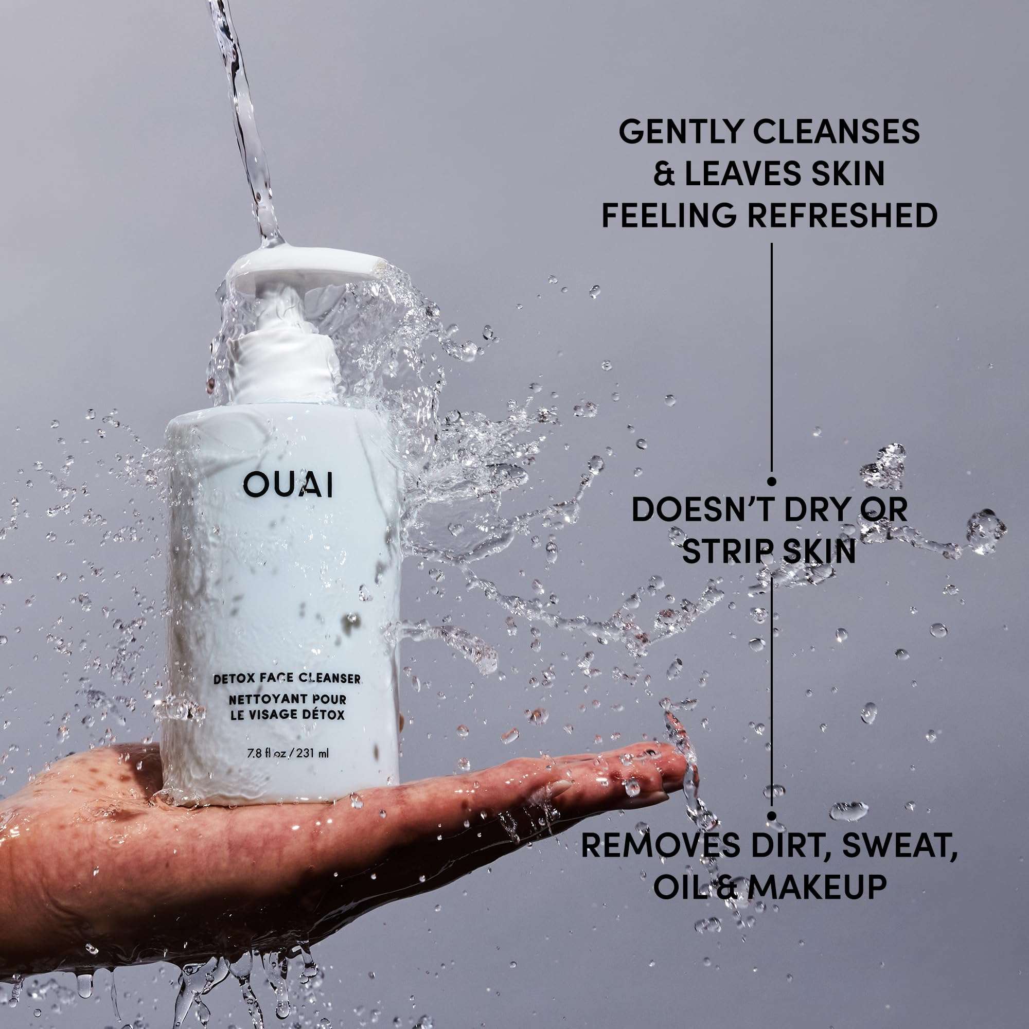 OUAI Detox Facial Cleanser - Deep Cleansing Face Wash with Glycolic Acid, Niacinamide & PHA - Removes Sweat, Dirt & Oil Without Drying - Gentle Face Cleanser for Post-Workout (7.8 Fl Oz) 3