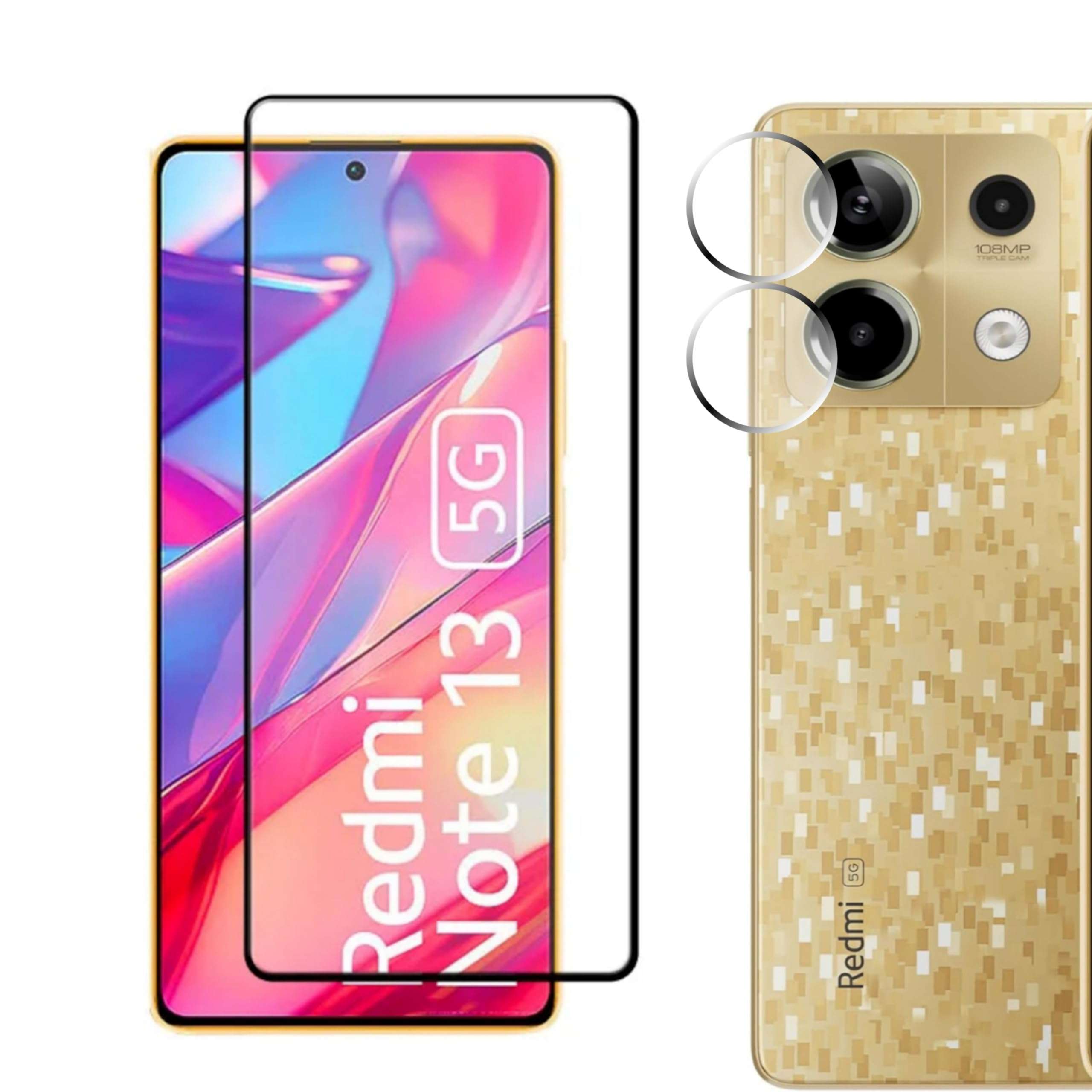 EMUNKS compatible with Redmi Note 13 5G Tempered Glass with Camera Lens Protector Screen guard(Case Friendly,2 in 1 Combo) 1