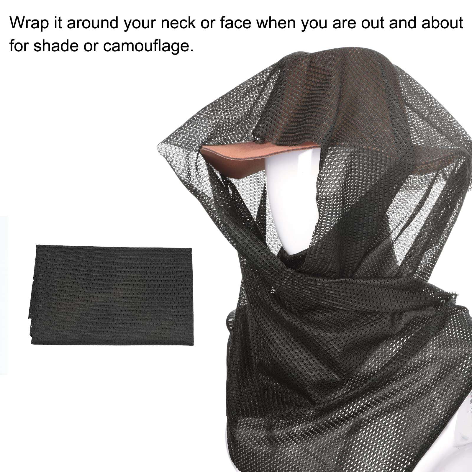 PATIKIL 63"x20" Camouflage Netting Camo Scarf, 2 Pack Camo Netting Veil Desert Mesh Scarves for Survival Games, Black 5