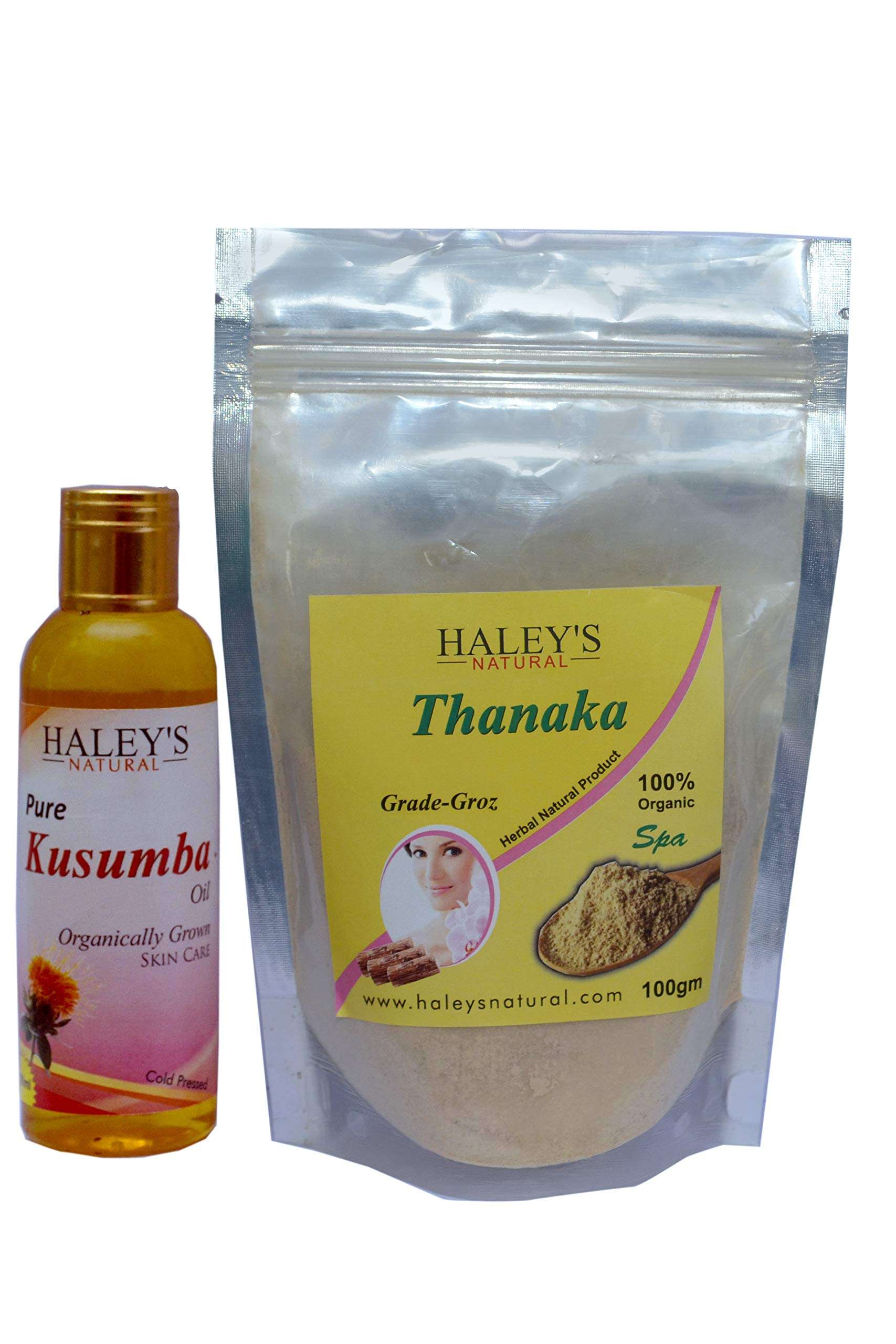 Haley's Natural Thanaka Powder and Kusumba Oil for Permanent Hair Removal Product (100 g+100 ml) 1