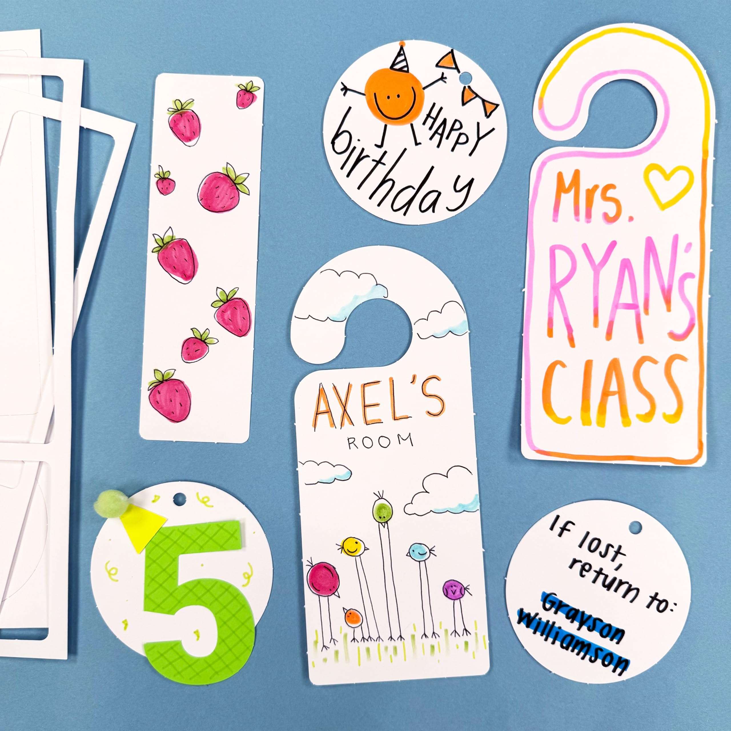 FreshCut Crafts DIY Craft Cutouts 100 PCS Blank Bookmarks, Door Hangers, Gift Tags, White, US Made Card Stock Punch Out Paper Craft Cutouts 2
