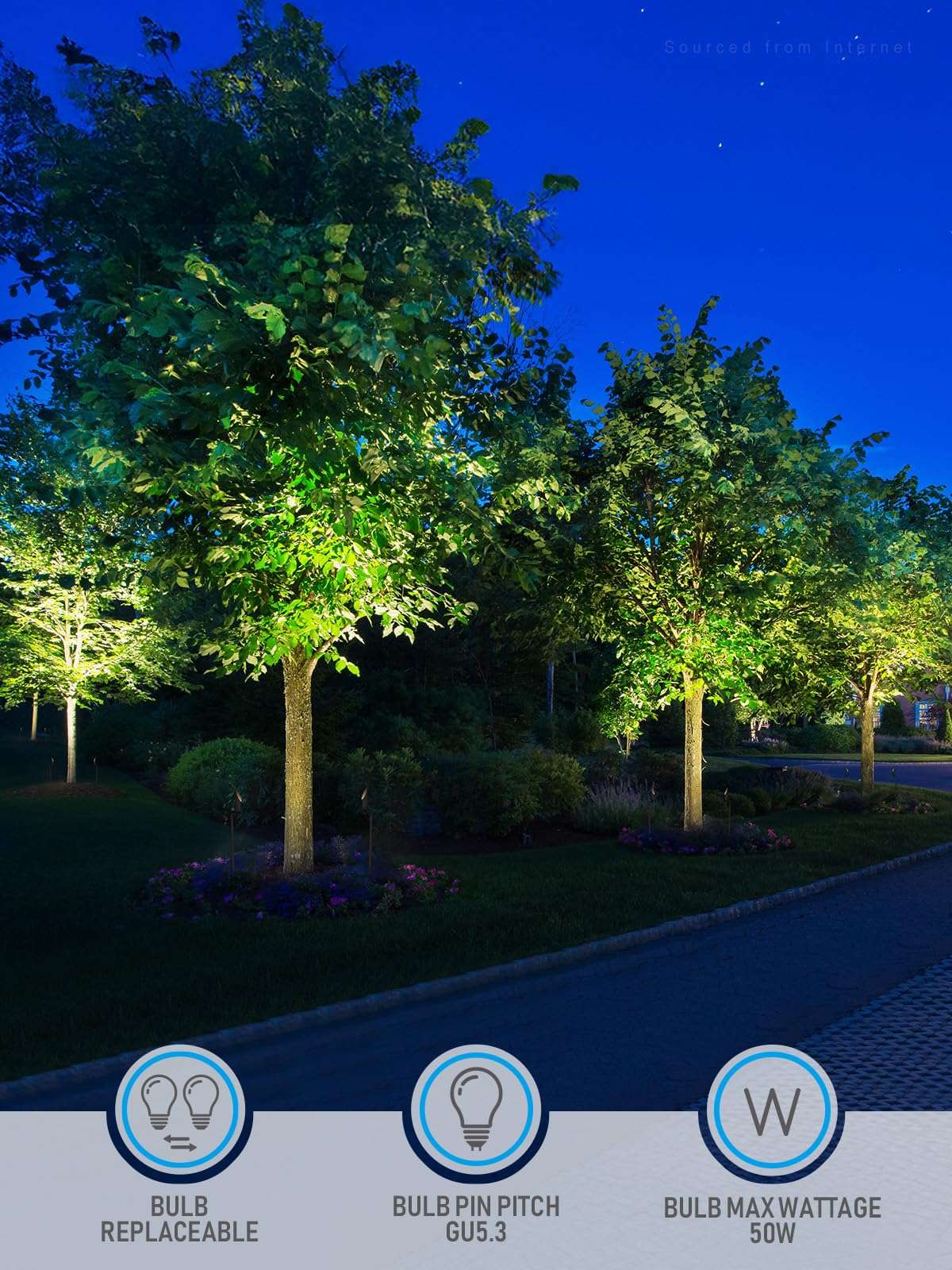 LEONLITE 23.6 Inch 12V AC/DC Low Voltage Landscape Spotlight, LED Outdoor Spot Lights with 7W 3000K MR16 Bulbs, Max 50W GU5.3 Base, Die-Cast Aluminum Uplighting for Garden Tree Yard, Black, Pack of 4 4