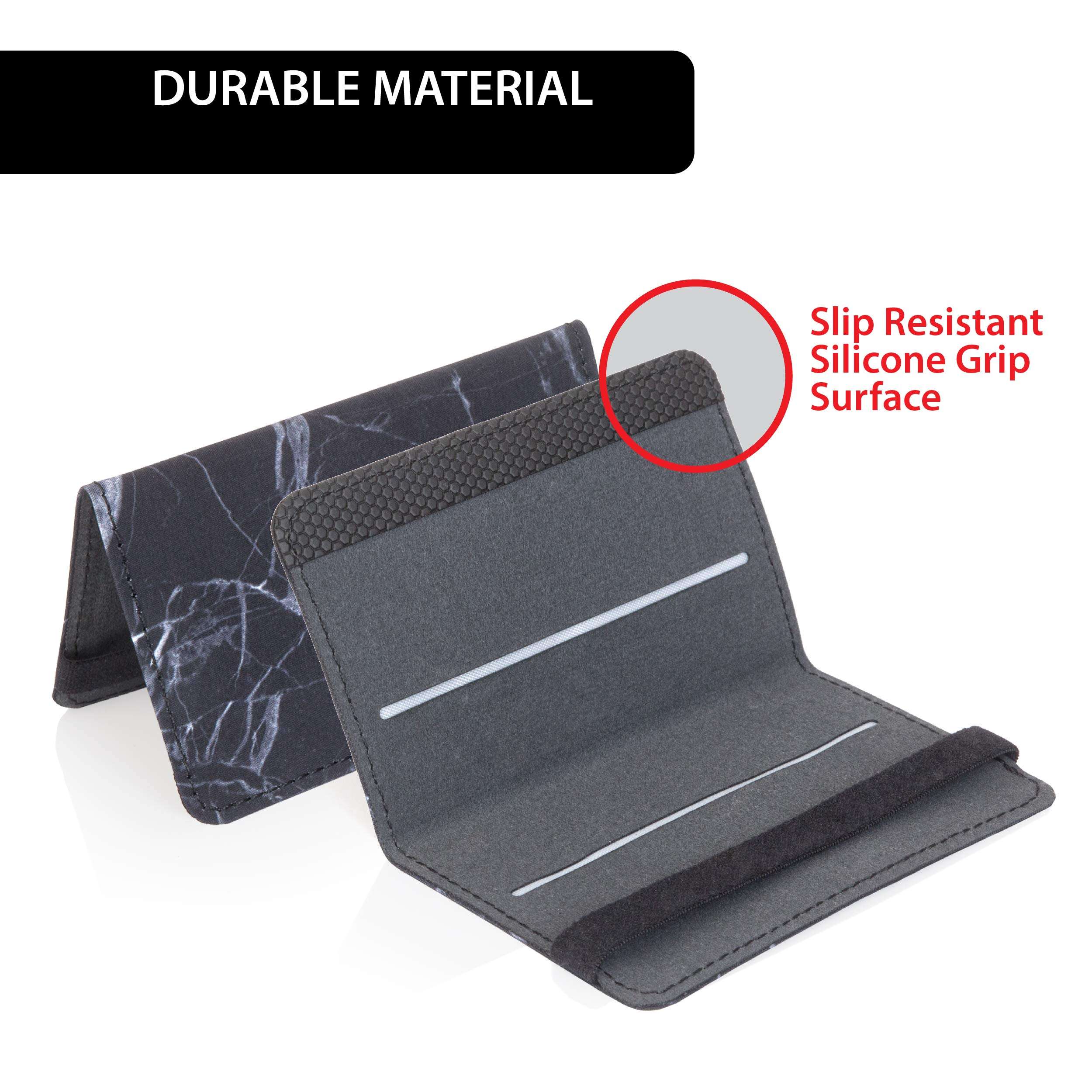 Cell Phone Card Holder Stick on Wallet Phone Pocket for iPhone, Android and All Smartphones with Strap (Black Marble Belt) 3
