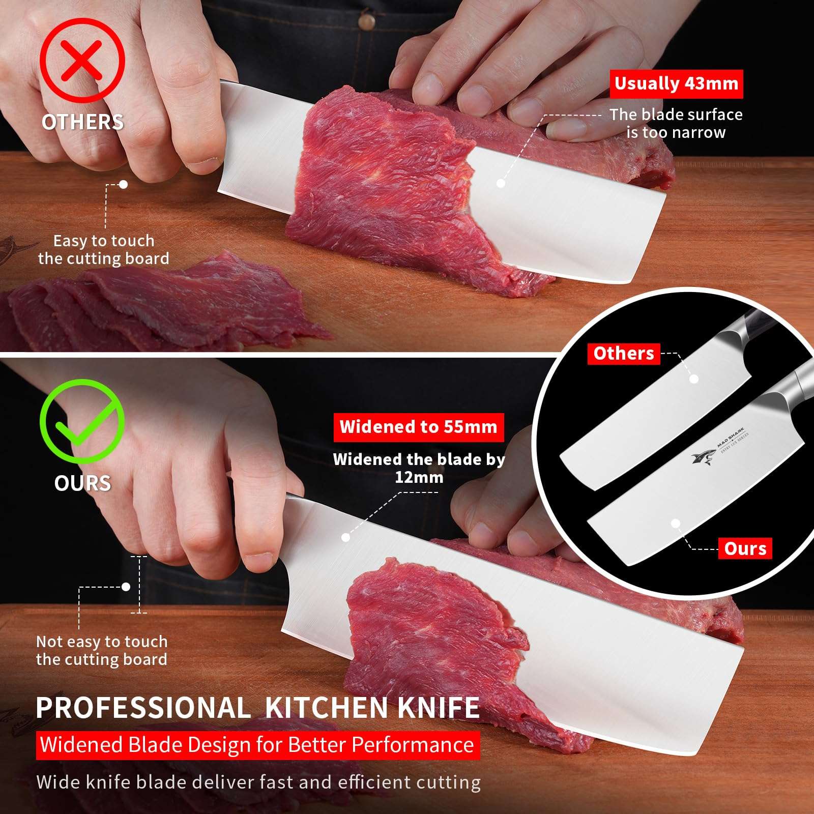 MAD SHARK Nakiri Chef Knife 7 Inch Vegetable Knives, Ultra Sharp Knife, Multipurpose Chopping Knife with Precision and Beauty, for Home and Kitchen, Unique gift for Family with Box (7 Inch) 5