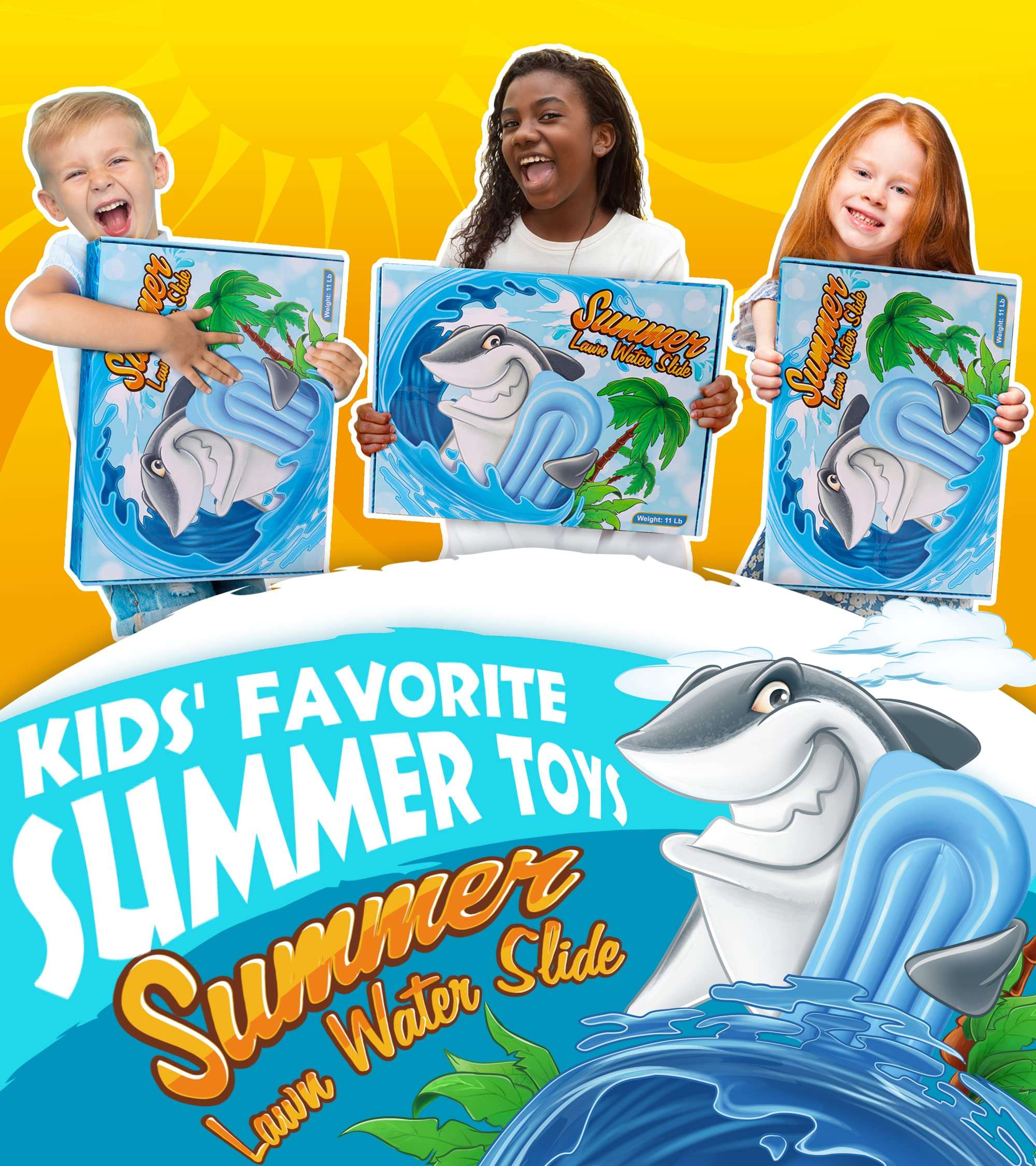 AnanBros Slip and Slide Heavy Duty Inflatable Lawn Water Slide with 2 Bodyboards, 20x6ft 10lb Summer Toy with Sprinkler, Sports Outdoor Garden Backyard Water Play Toys Kids Family Games 5