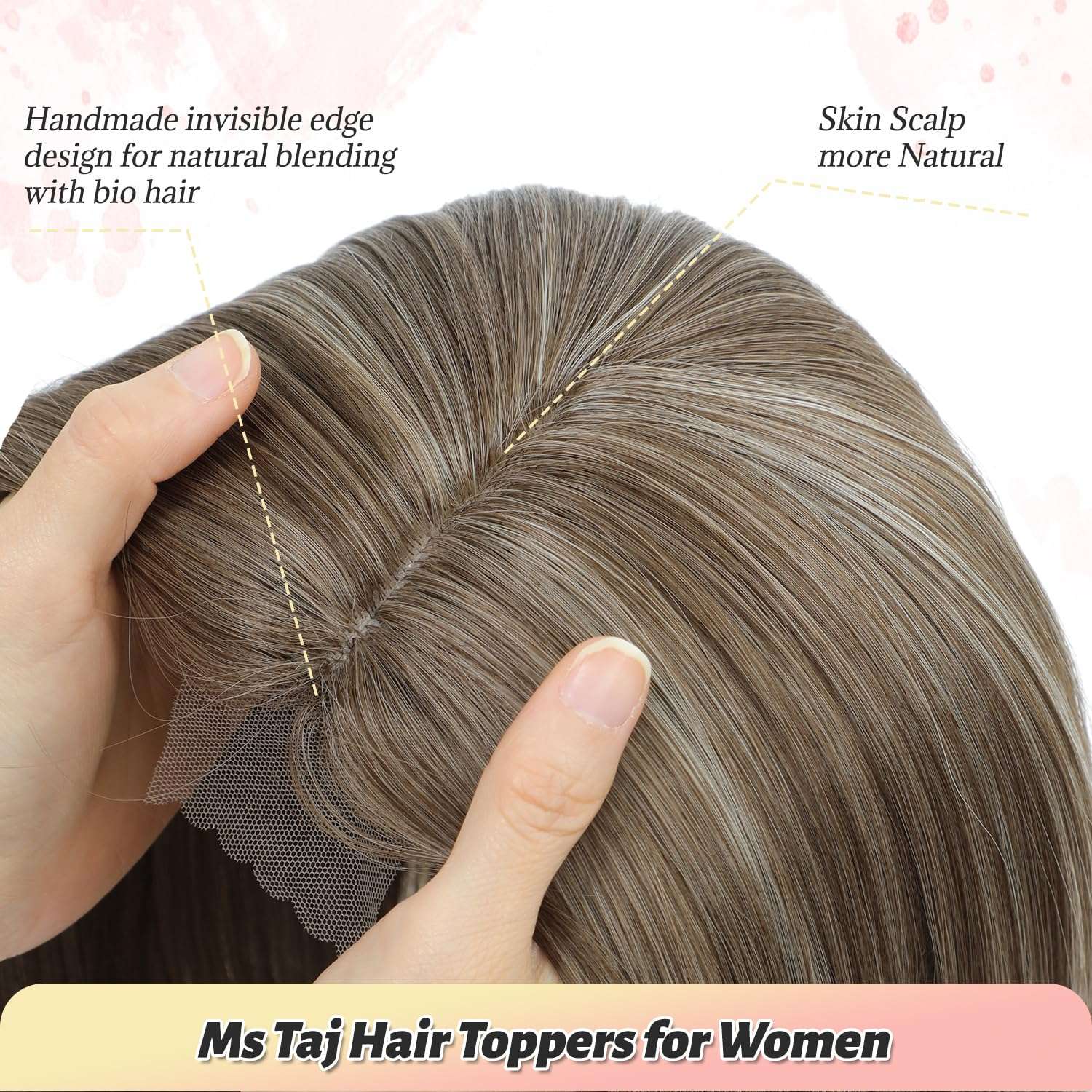 Ms Taj Hair Topper 12 Inch Hair Toppers for Women 6.5"x6.5" Large Base Synthetic Fiber Wiglets Ladies Natural Look Clip in Top Hairpiece, Lightweight Wiglet for Daily Wear 6