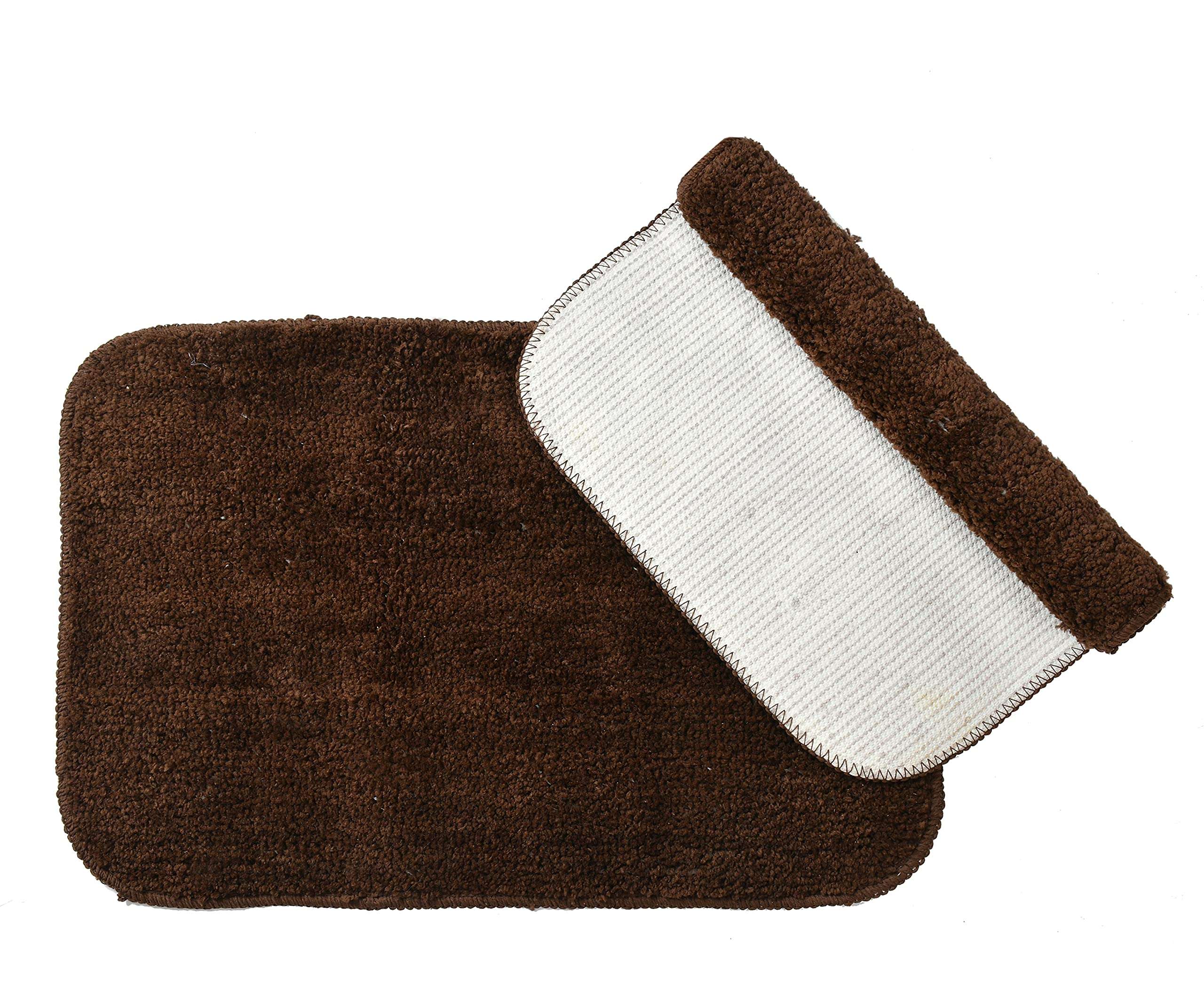 TIB Soft Microfiber Anti-Skid Bath Mat (Coffee, 40X60cm) - Pack of 2 3