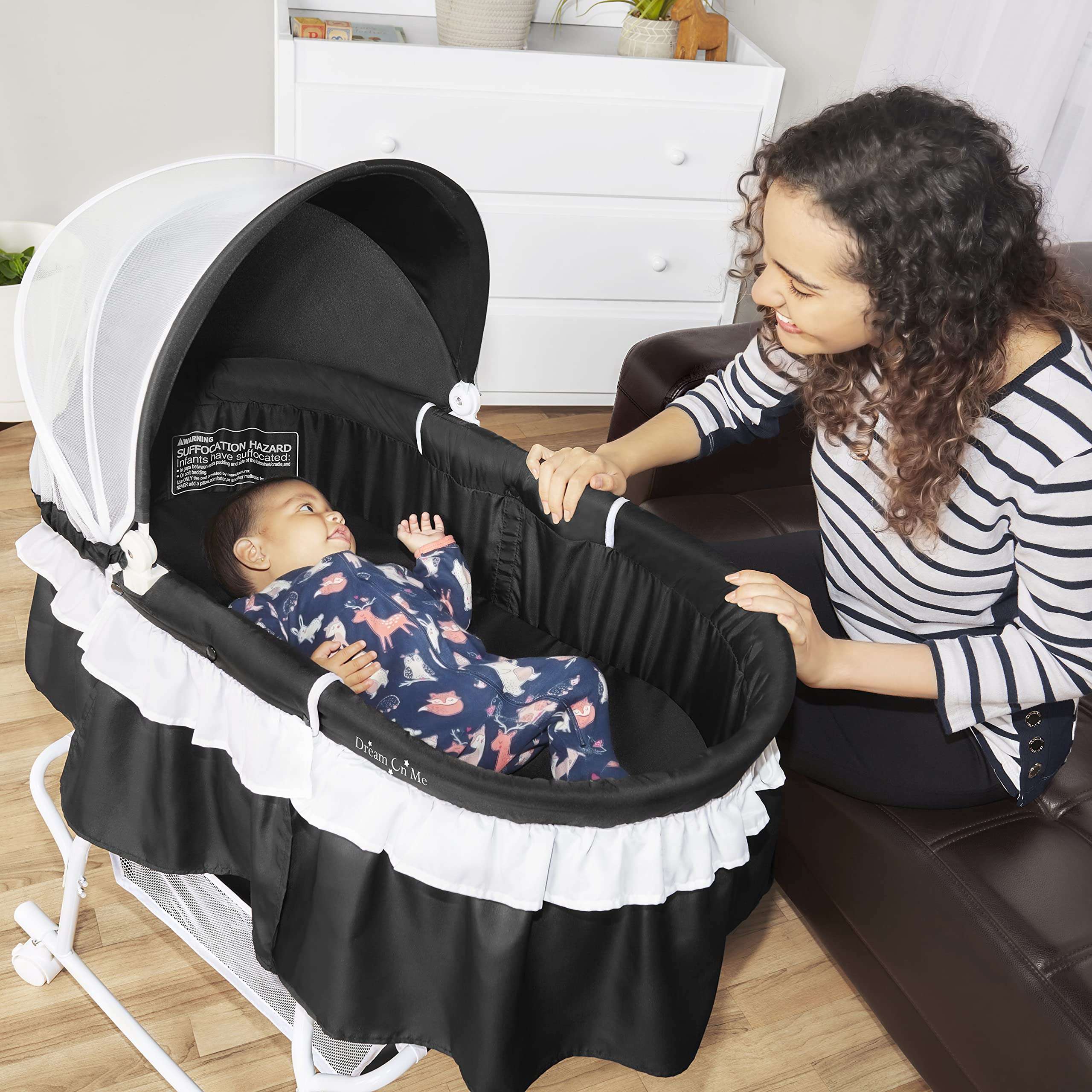 Dream On Me Lacy, Portable 2-in-1 Bassinet & Cradle, Black 3