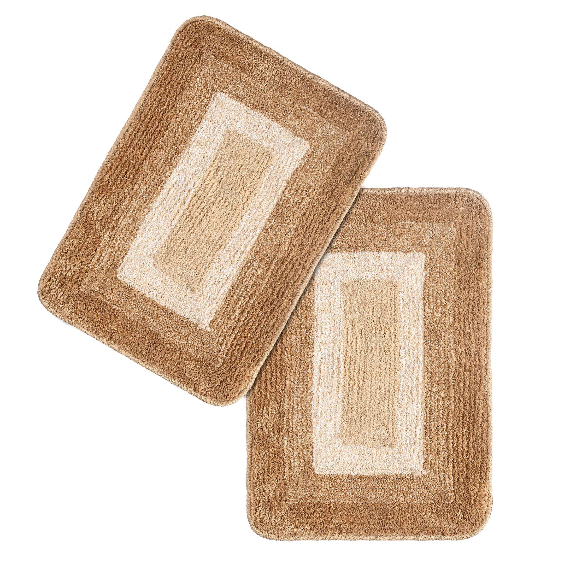 Frame Set of 2 Pcs. Bath-Door Mat 35x50 cm. Antiskid & Washable by Saral Home(Gold) 1