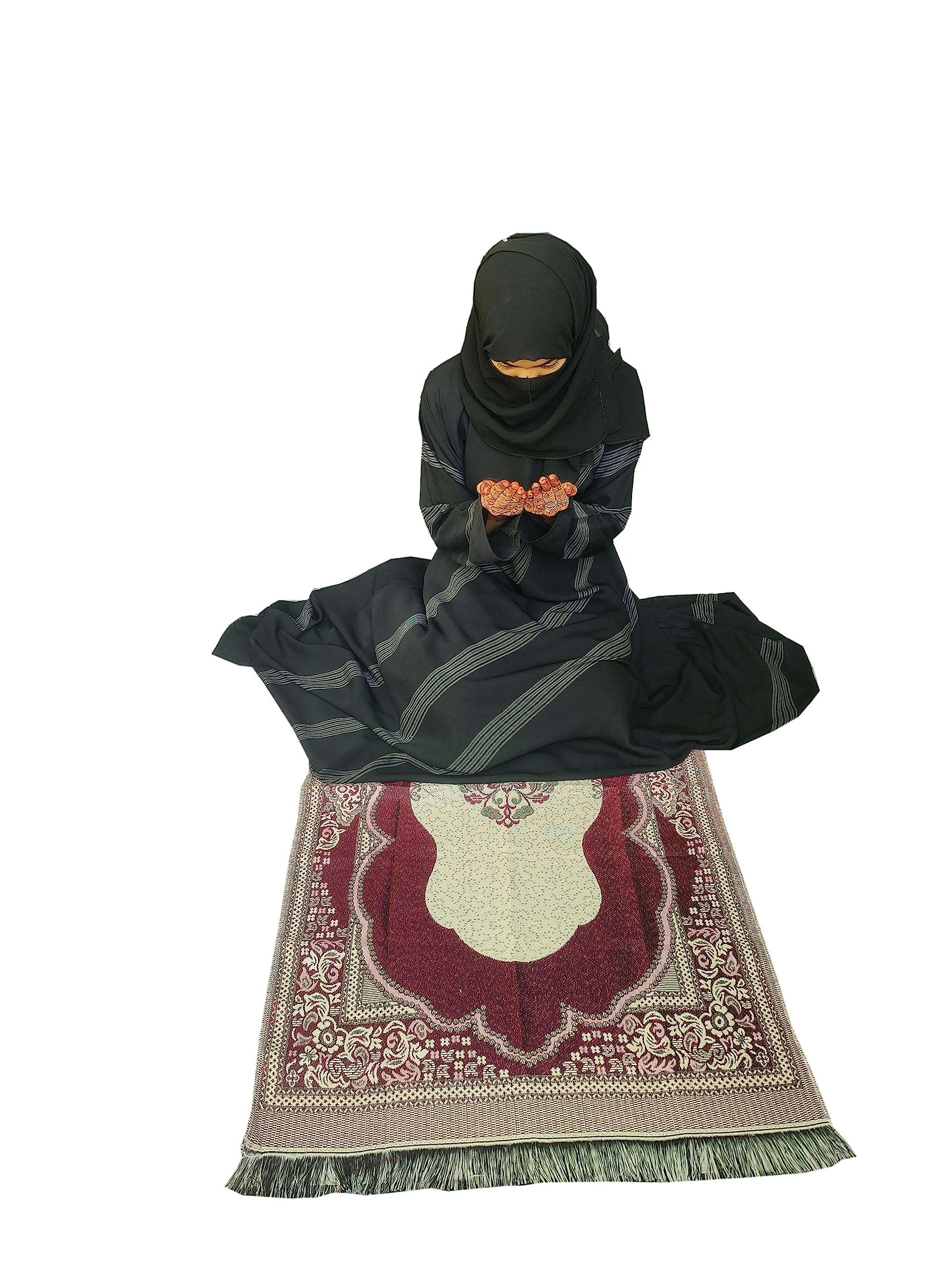 SHAARISH Travel Prayer Mat Cotton with Carry Bag, Safri Janamaz, Pocket Friendly Prayer Mat RED Colour 6