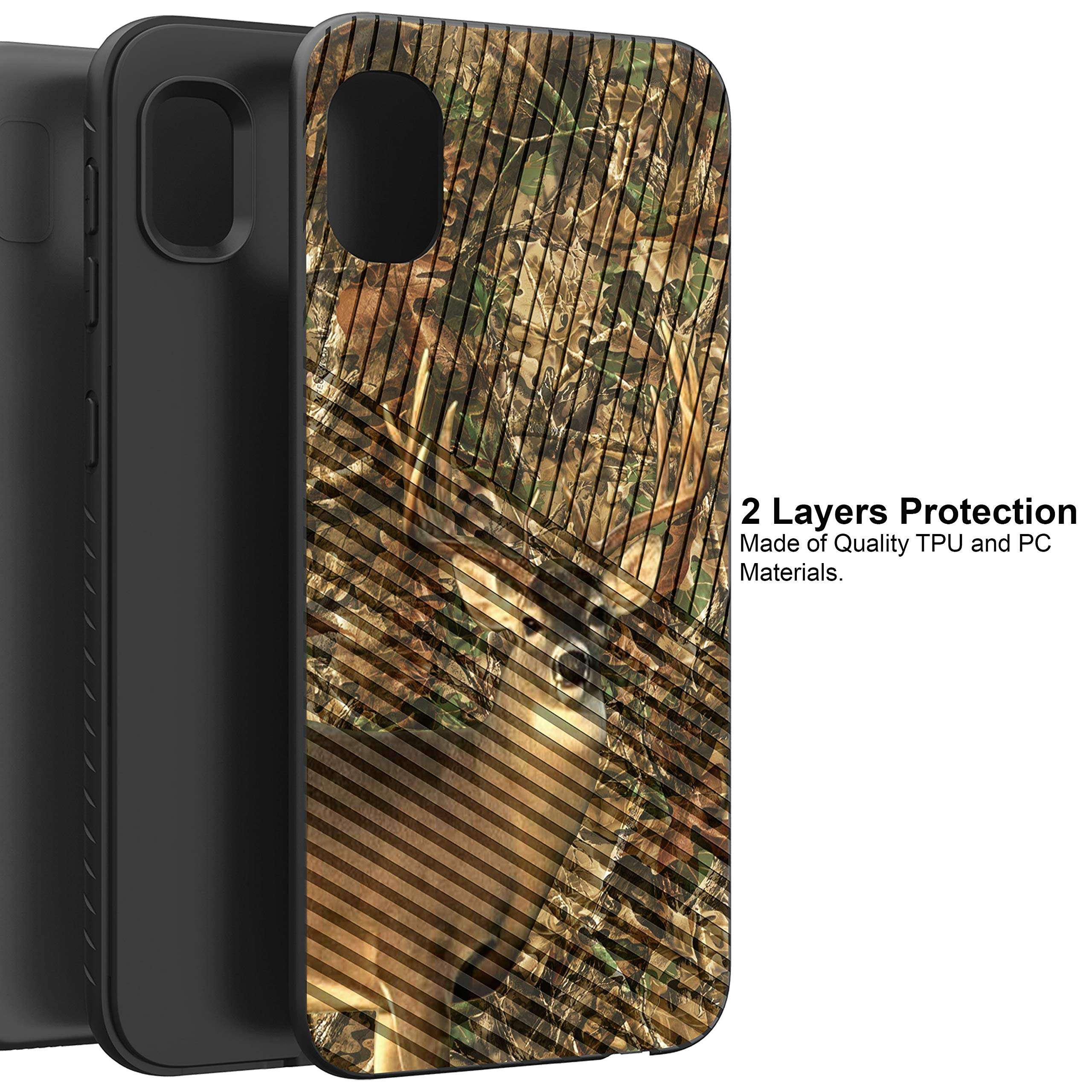MINITURTLE Compatible with Samsung Galaxy A10e, Samsung Galaxy A20e Hard Shell Embossed Case Protective Dual Layer - Deer Hunting Camo 3