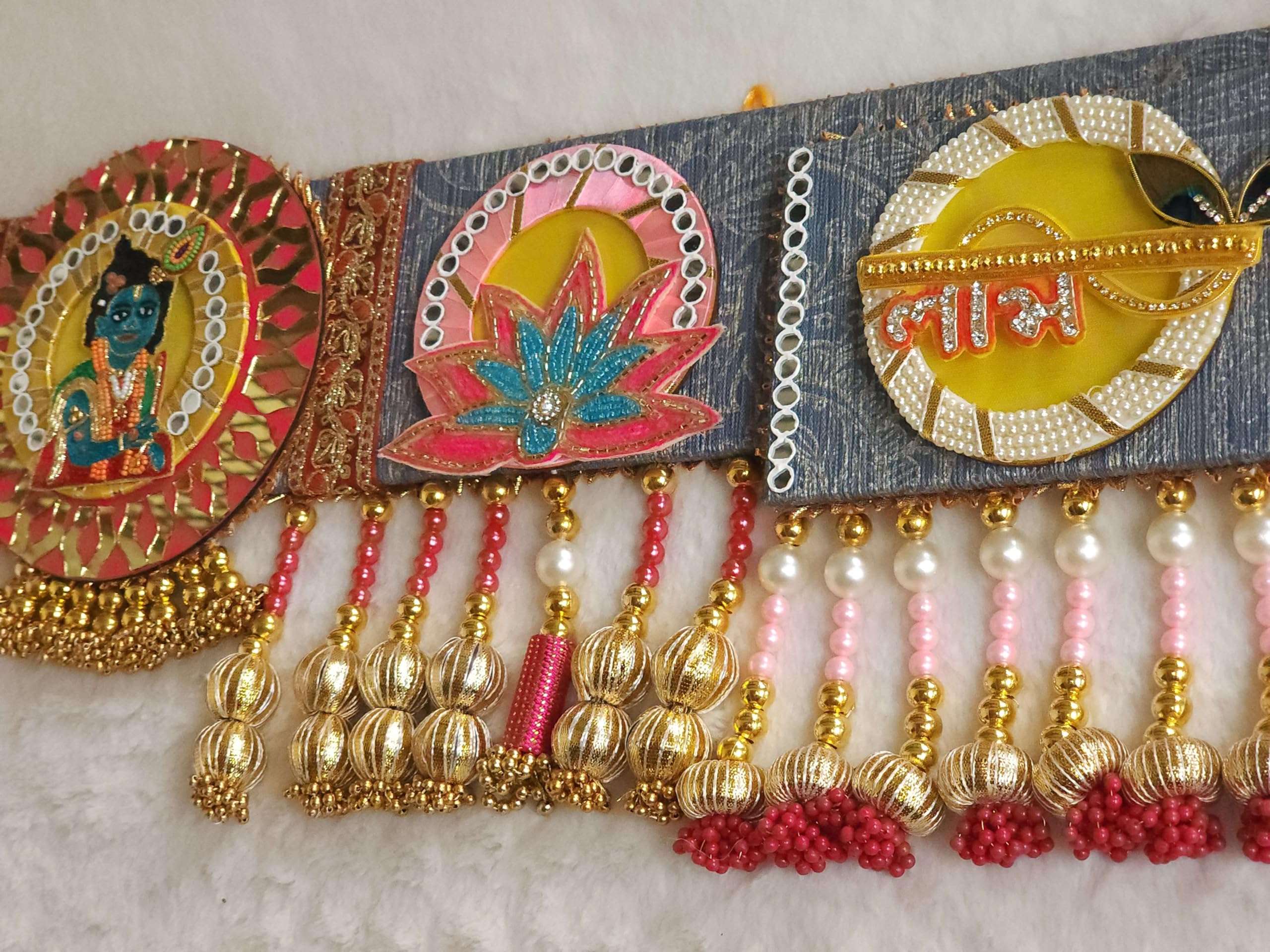 Netra Arts Krishna Bandhanwar Toran, Ethnic Entrance Hanging for Puja & Festivals, Spiritual Housewarming Decoration(Multicolor_40*9 inches) 1