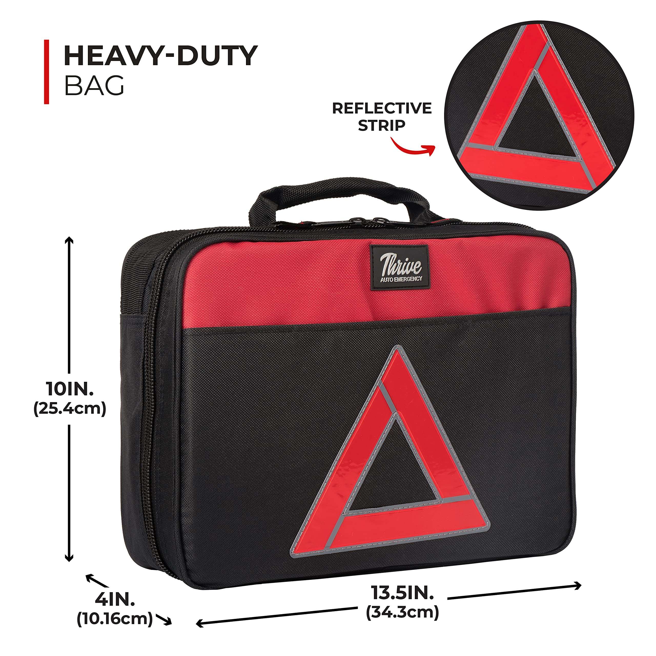 Thrive Emergency Car Kits for Vehicles - Roadside Emergency Car Kit (104 Pieces) - Car Kits for Emergency - Roadside Car Kit with Jumper Cables and Mini First Aid Kit - Gray Bag 3