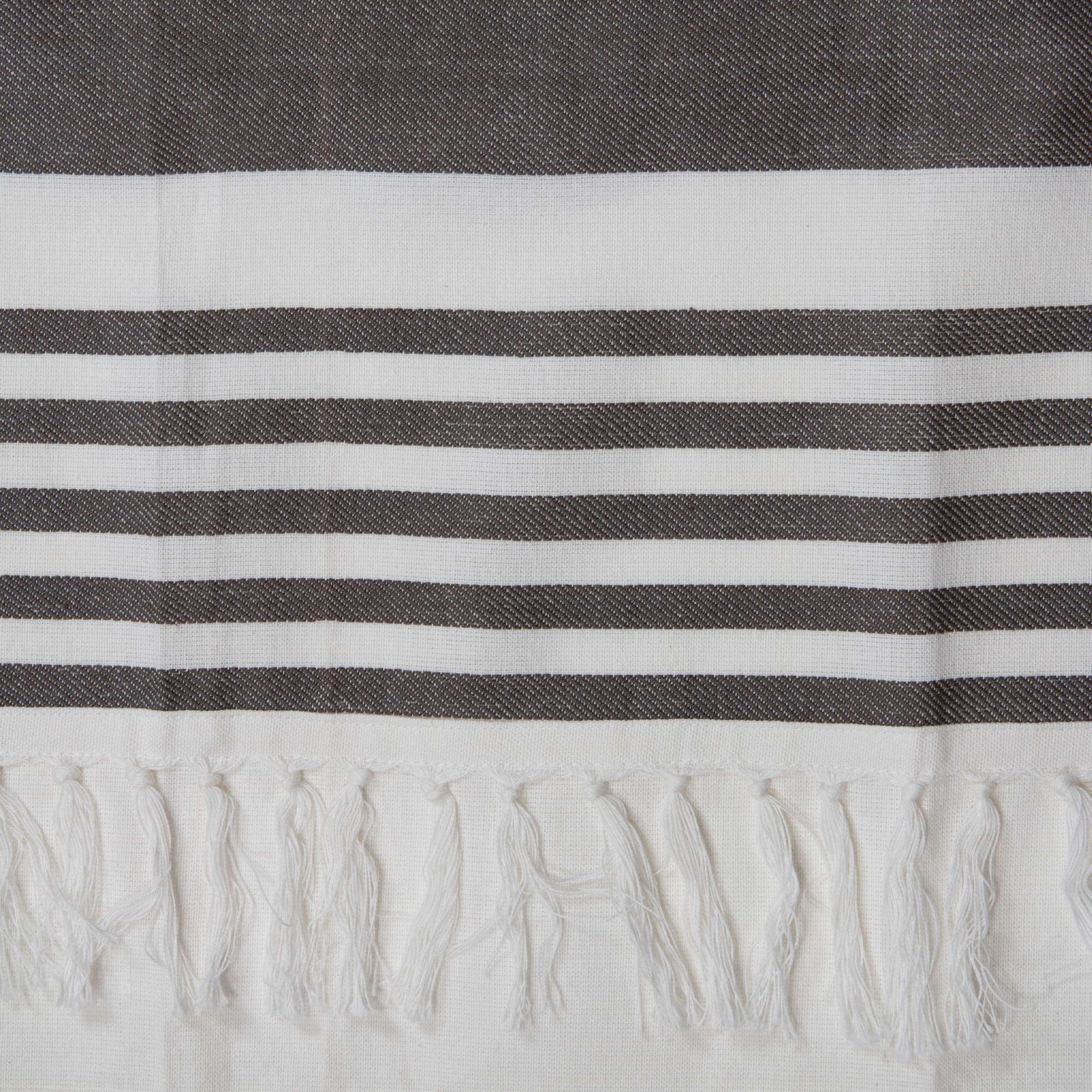 Foreside Home & Garden Gray Tea Towel Striped 27 x 18 Inch Woven Kitchen Hand Sewn Fringe 5