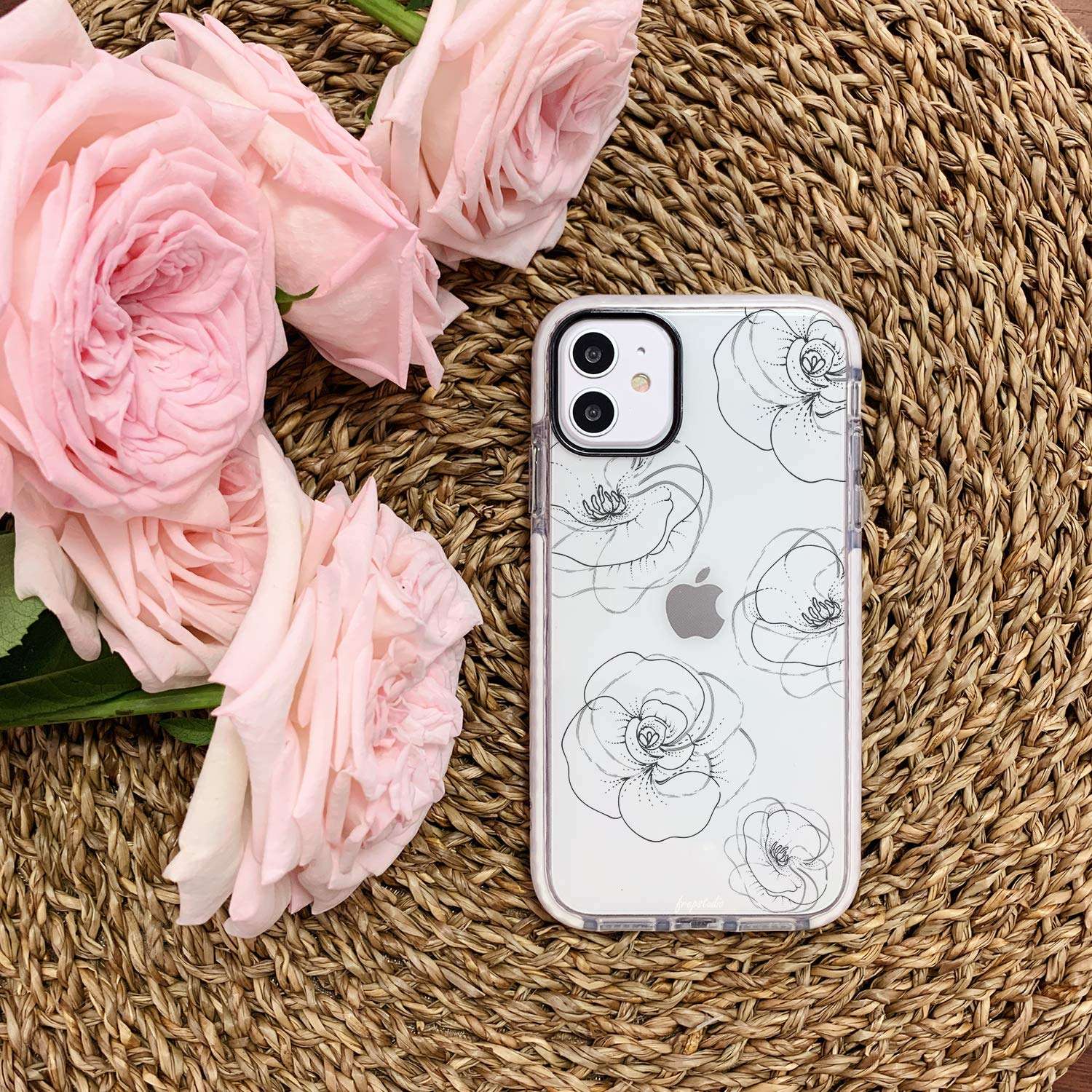 iPhone 11 Clear Case,Elegant Japanese Bamboo Leaves Pink Blue Elegant Spring Nature Style Trendy Hipster Chic Cute Case for Girls Women Soft Protective Clear Case With Design Compatible for iPhone 11 6