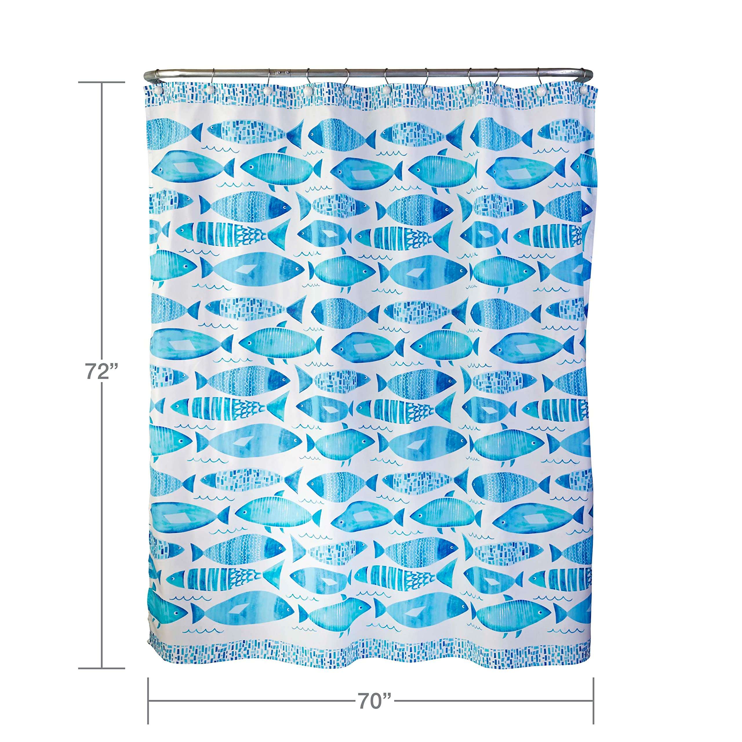 SKL HOME by Saturday Knight Ltd. Fish Mosaic Shower Curtain, Blue 4