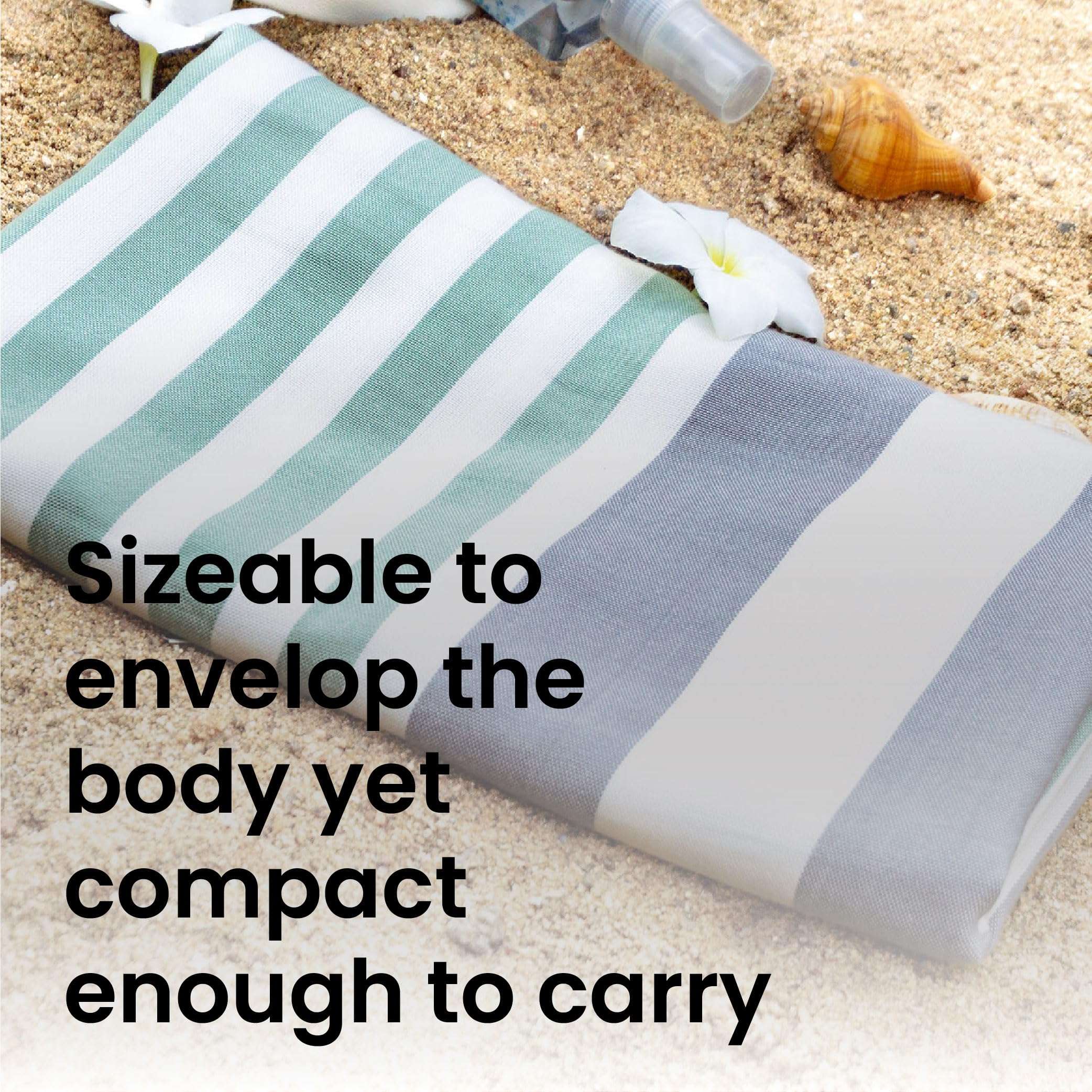 Mush Extra Large Cabana Style Turkish Towel | 100% Bamboo Towel - (90 x 160 cms) - Ideal for Beach, Bath, Pool etc (Turquoise-Light Green & Grey-Light Green, 2) 4