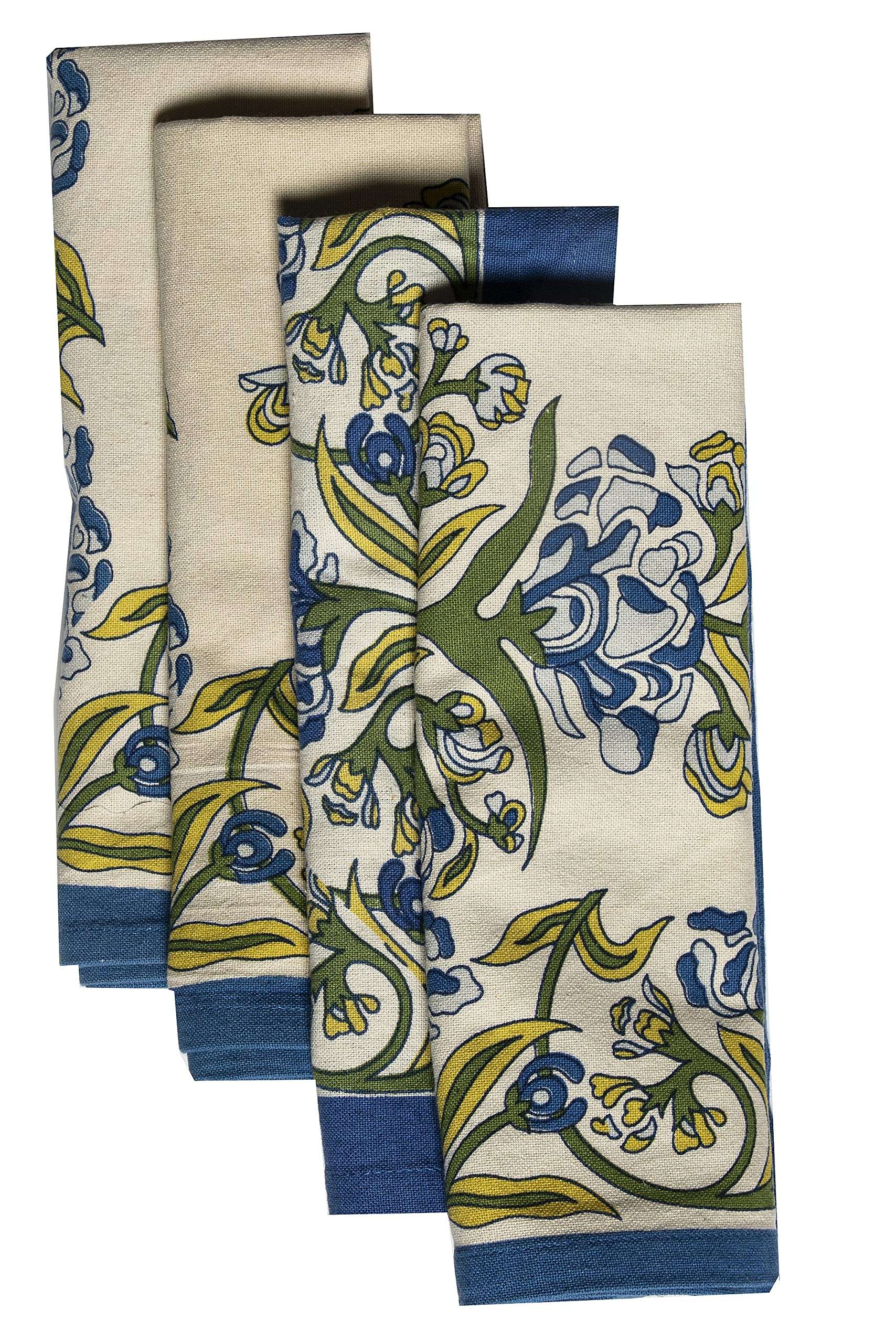 CONTRAST LIVING Pabi Hand Block Printed Kitchen Towel/Dish Towel/Hand Towel Multi Color Set of 3 Pcs 3