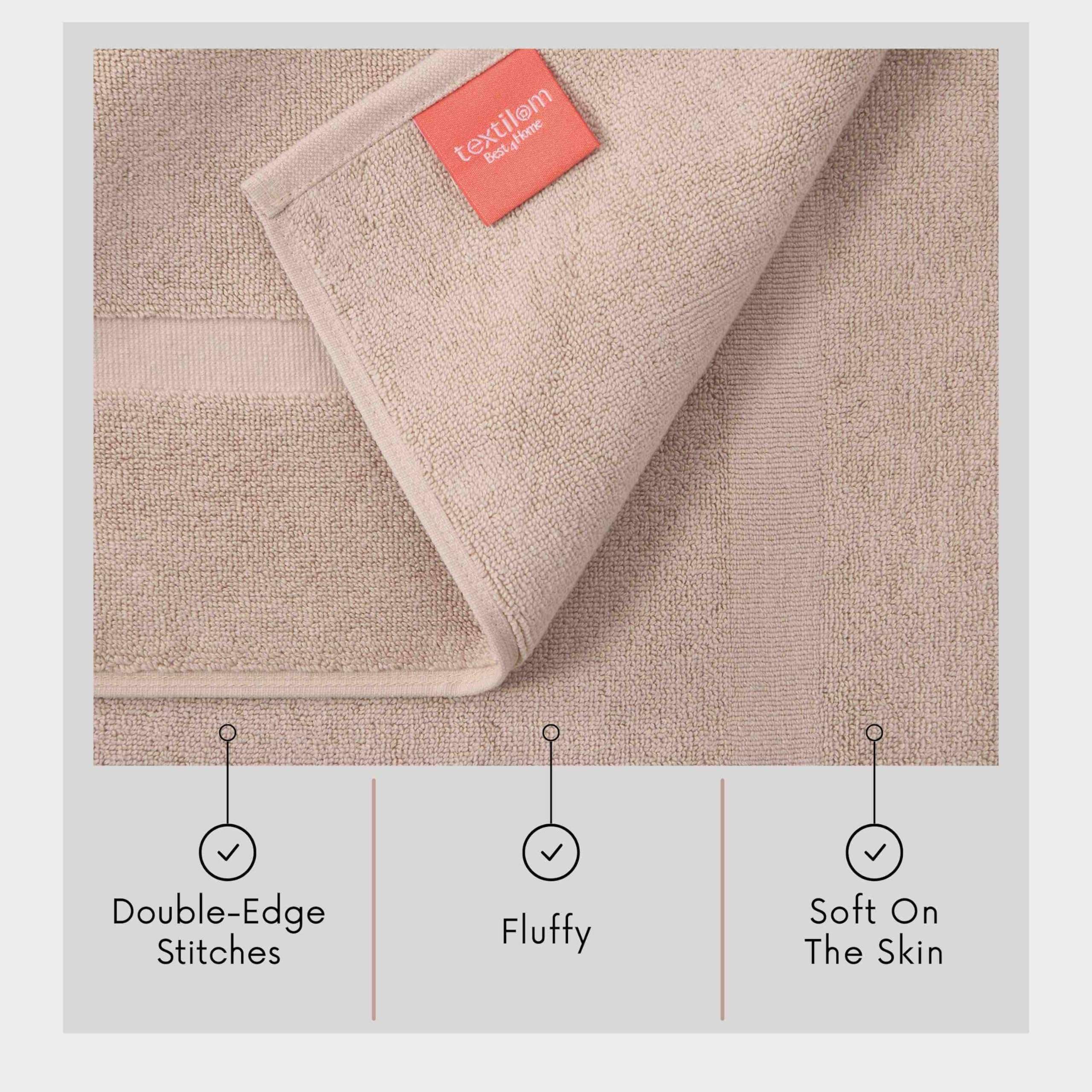 TEXTILOM Luxury 2 Pack Banded Cotton Bath Mats for Bathroom Floor [ Hotel, Spa, Tub, Shower Bath Mat Floor Towel Set ], Machine Washable & Soft & Absorbent & Quick Dry (20''x34'')- Beige 6