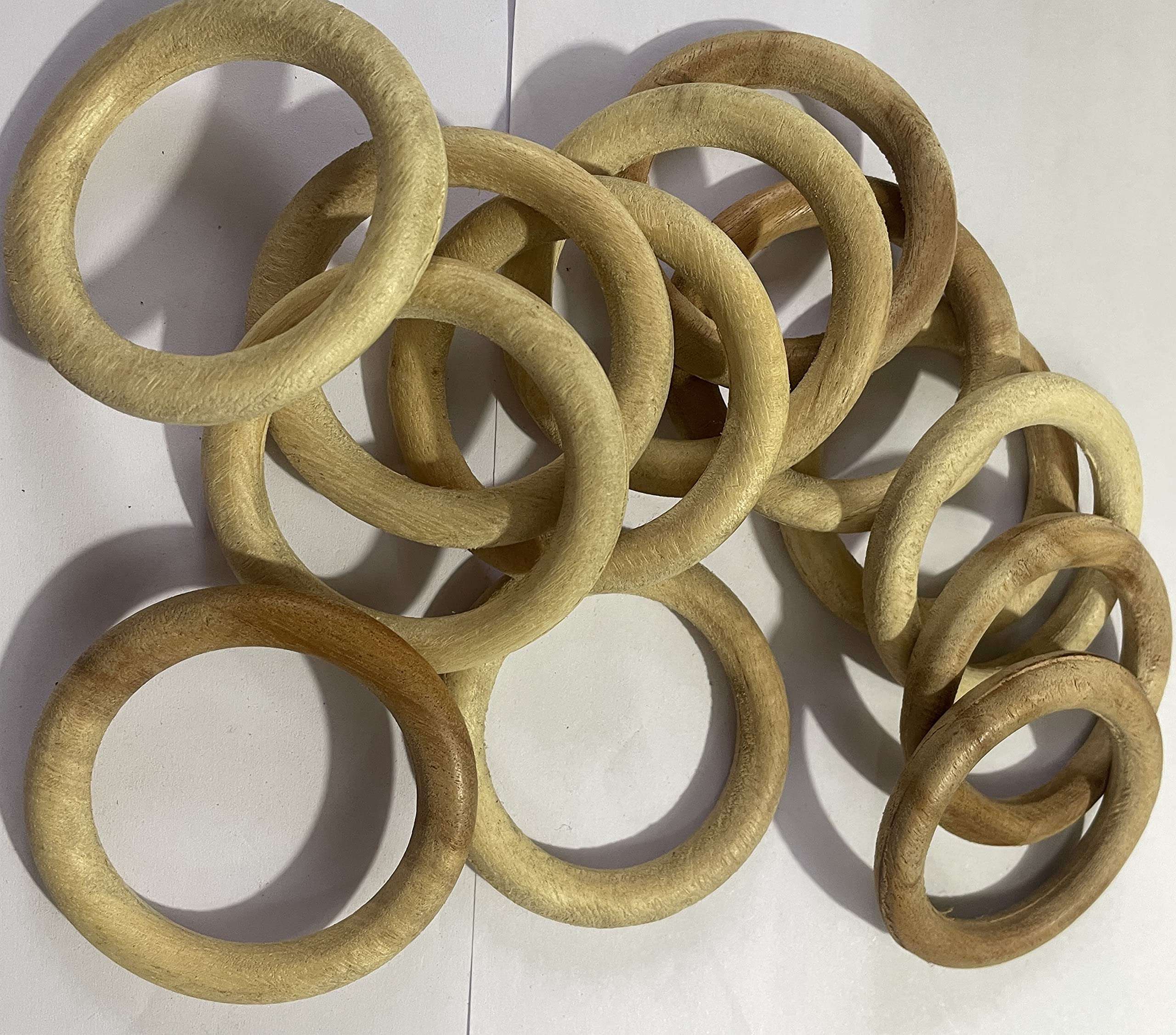 OMX Round Wooden Rings 2.84 inches (72 MM), Set of 12 PC Rings - Macrame, DIY Art and Craft, Jhula, Toran, Bag, Bunting, Door Hanging, Wall Hanging (2.8 Inch) 1