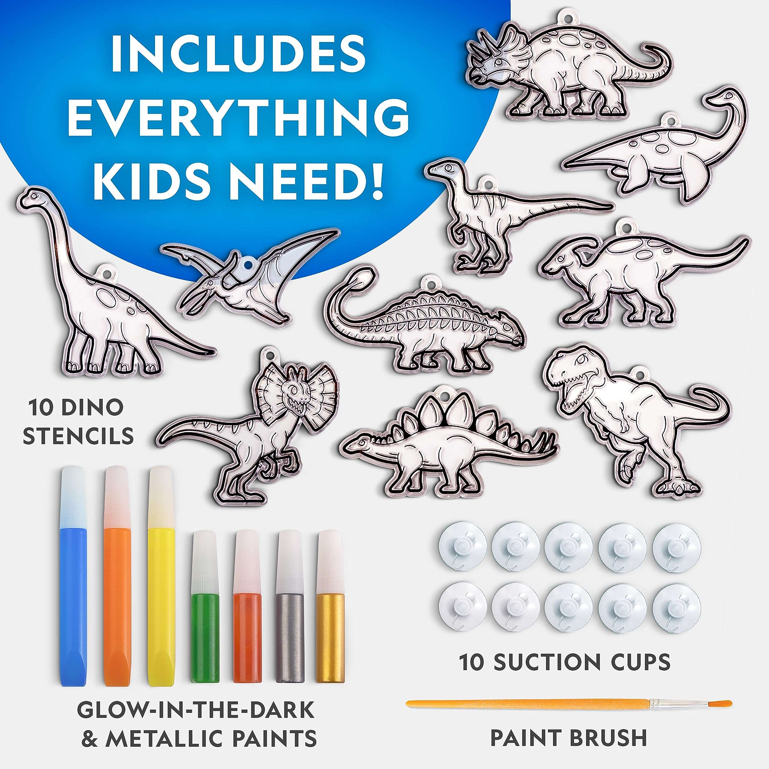 NATIONAL GEOGRAPHIC Glow in The Dark Dinosaur Stained Glass Art Kit - Window Sun Catchers and Crafts for Kids Ages 4-8 6
